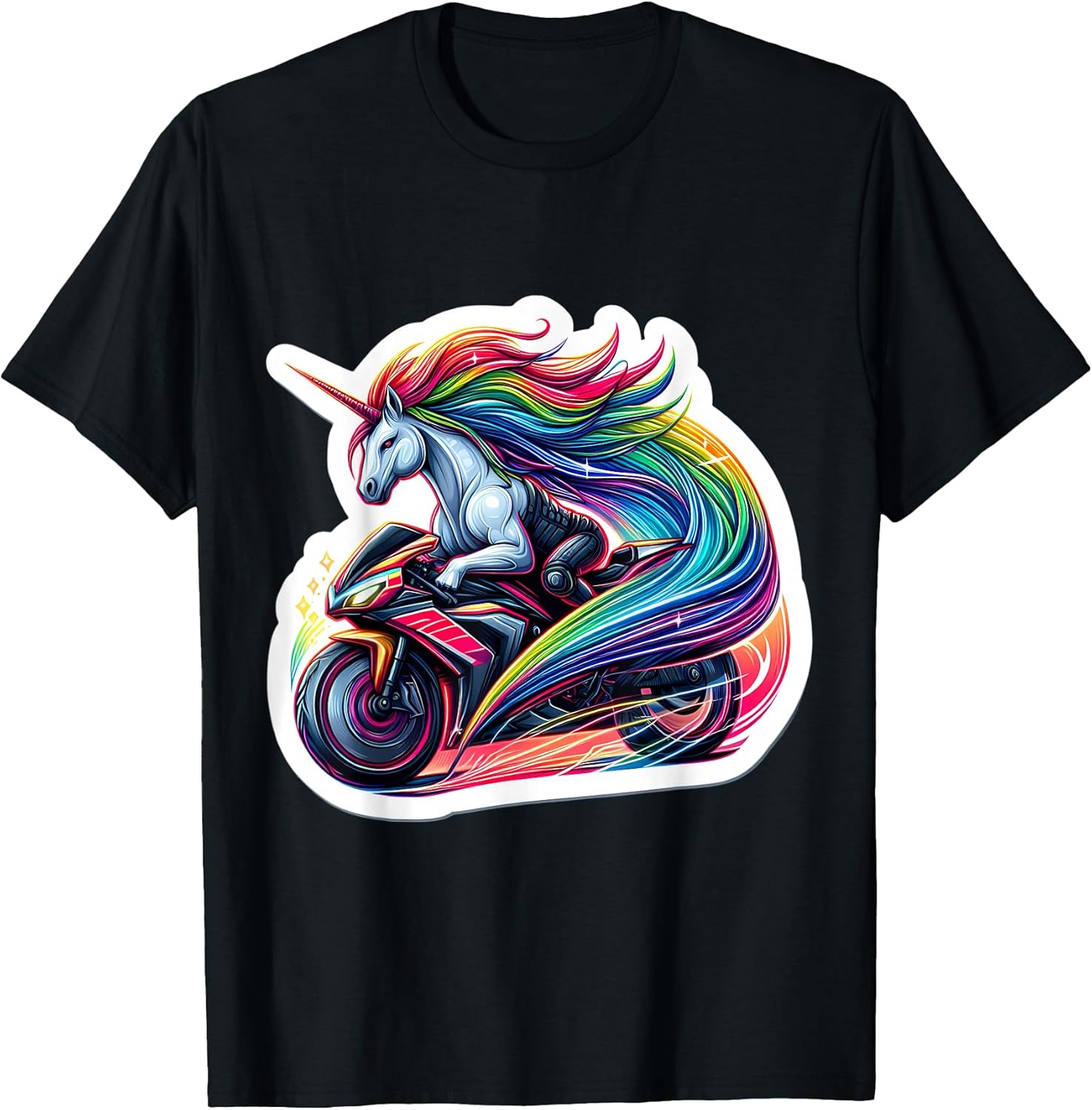 Unicorn Riding Street Motorcycle Racing Merch - Adult & Kids T-Shirts, Sweatshirts & Hoodies apparel design preview 1