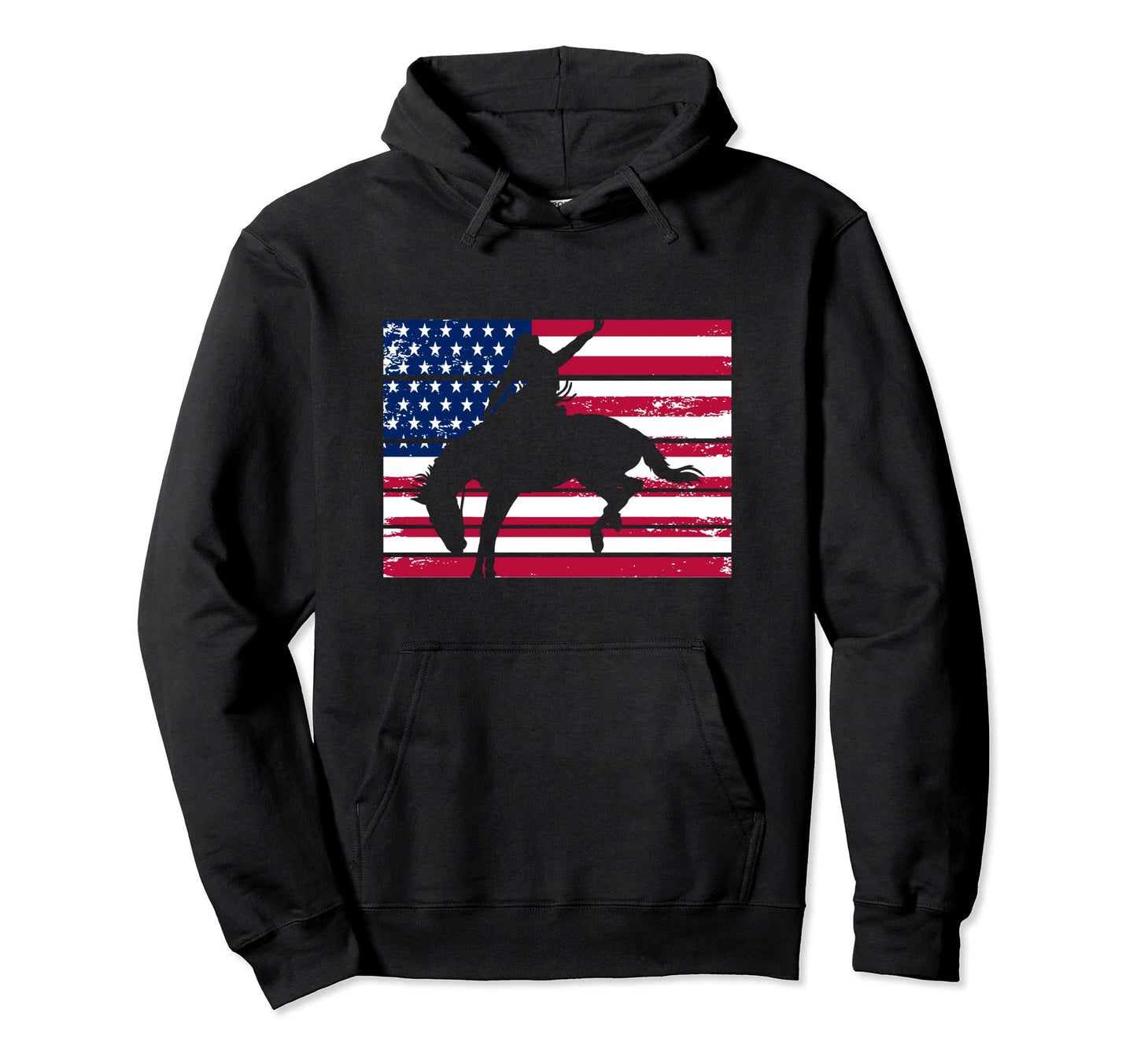 American Flag Rodeo Horse Riding Cowboy Hoodie - Graphic Print Men Women - T-Shirt, Sweatshirt, Hoodie