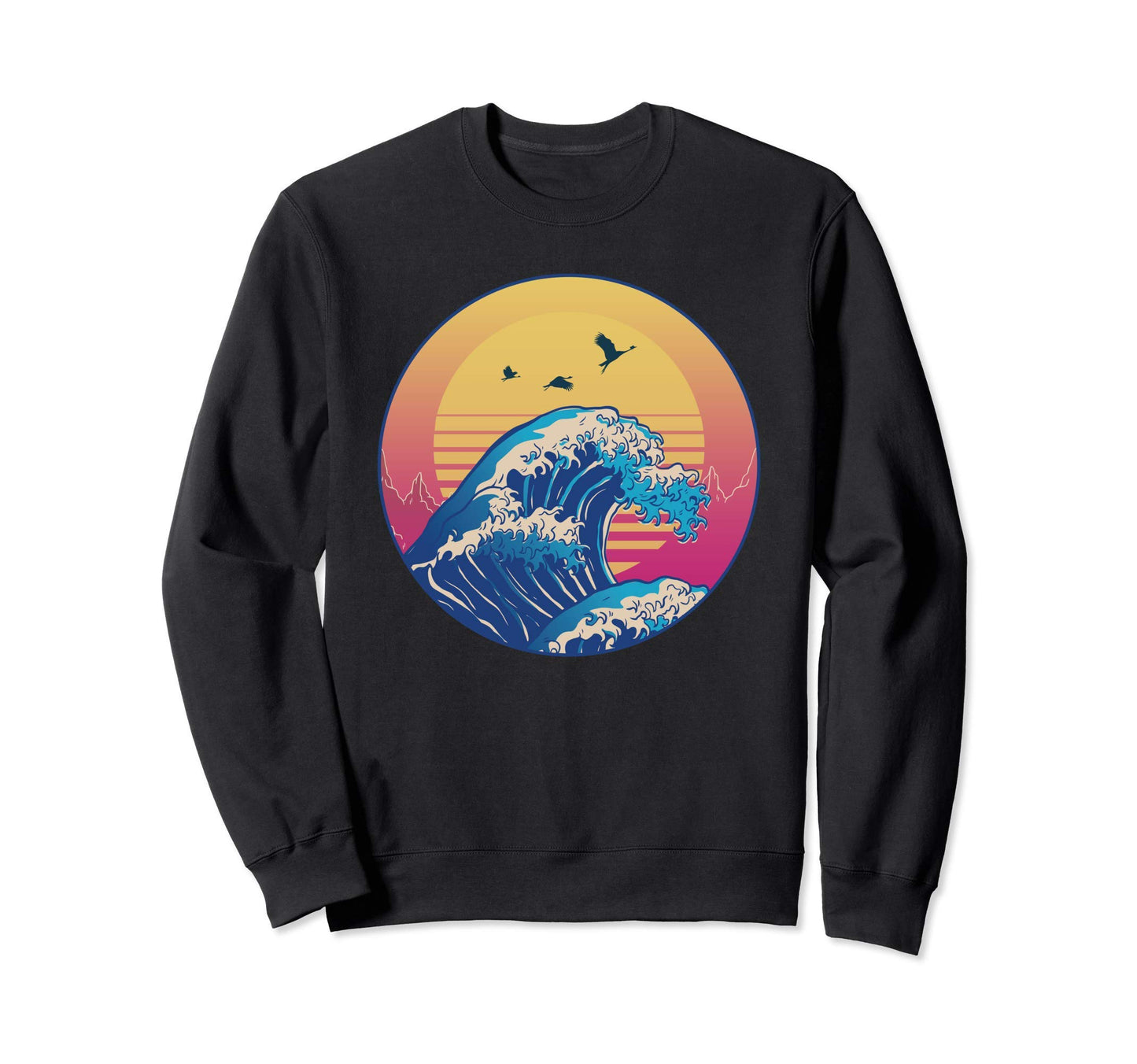 Kanagawa Japanese Vaporwave Sweatshirt - Custom Art Print for Adults - T-Shirt, Sweatshirt, Hoodie