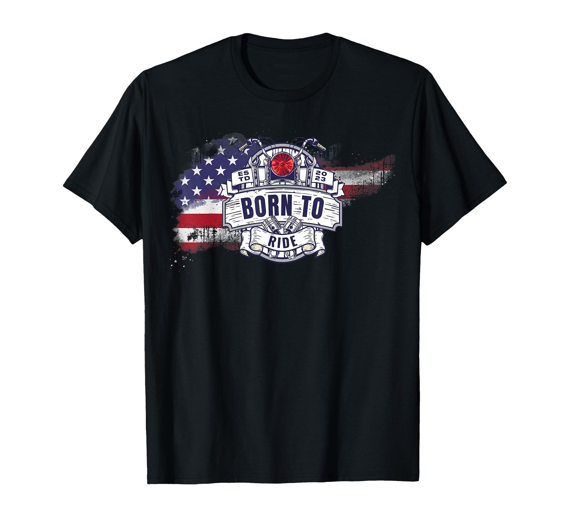 Us Flag American Motorcycle Biker T-Shirt - Trendy Graphic Unisex - T-Shirt, Sweatshirt, Hoodie