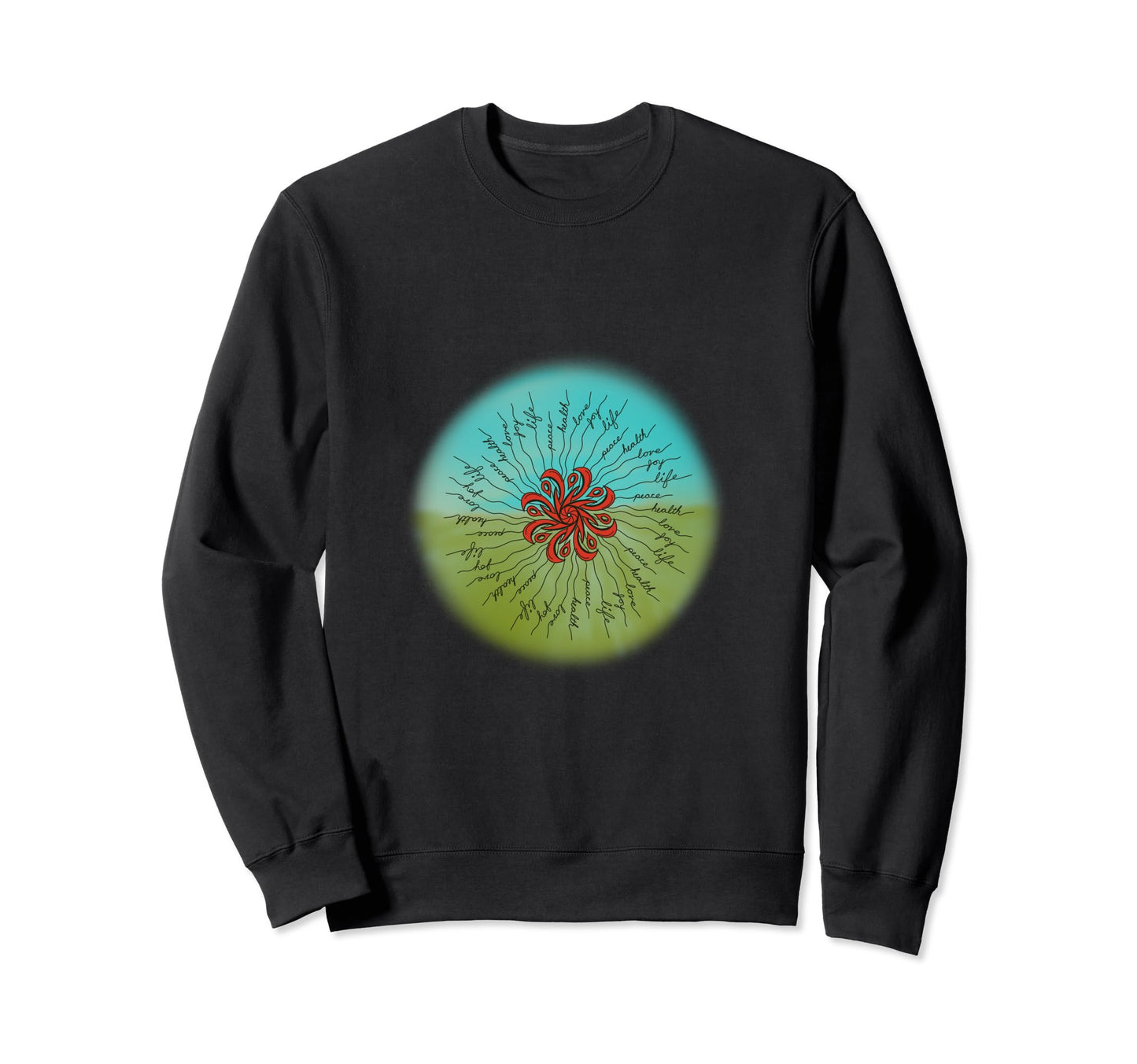 Mother Earth Love Peace Joy Faith Sweatshirt - Minimalist Print for Adults - T-Shirt, Sweatshirt, Hoodie
