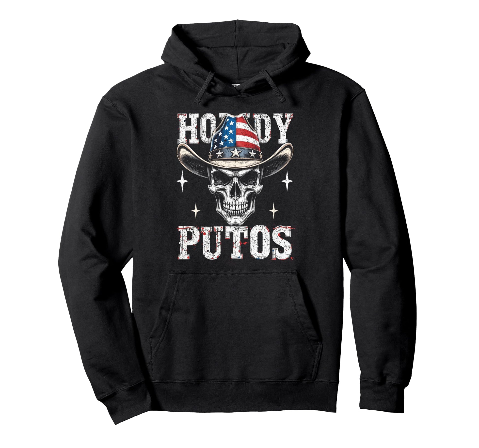 Howdy Putos Western Cowboy Skull Hoodie - Unique Graphic Unisex - T-Shirt, Sweatshirt, Hoodie