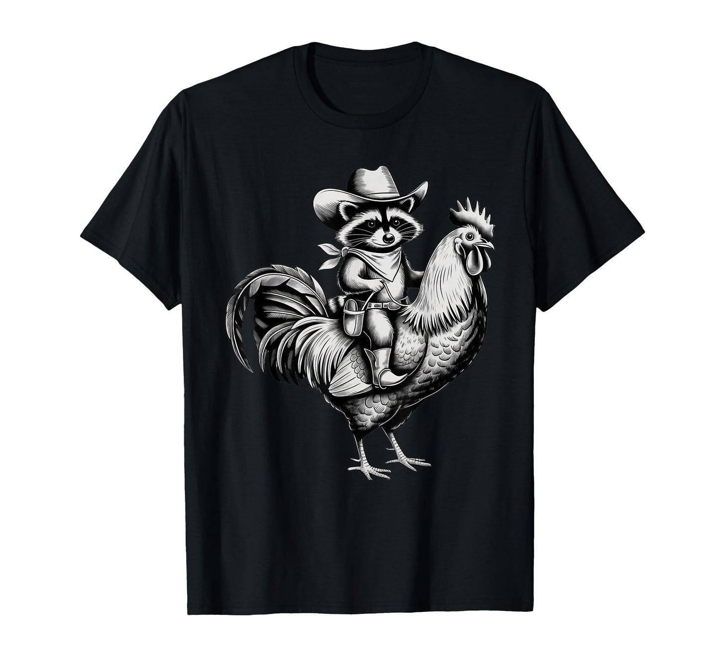 Funny Cowboy Raccoon Chicken T-Shirt - Trendy Graphic Unisex - T-Shirt, Sweatshirt, Hoodie