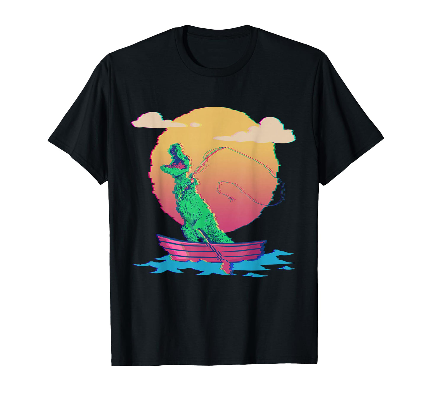 Funny Fishing Dinosaur T Rex T-Shirt - Minimalist Print for Adults - T-Shirt, Sweatshirt, Hoodie