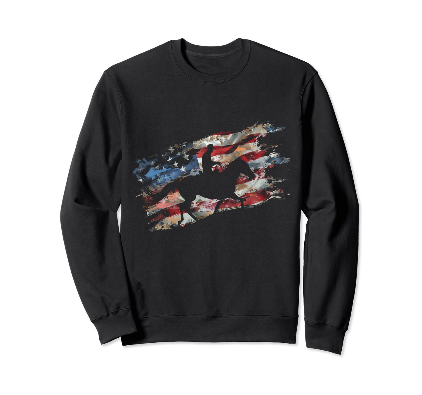 Cowboy American Flag Horse Sweatshirt - Fun Novelty Design for Adults - T-Shirt, Sweatshirt, Hoodie