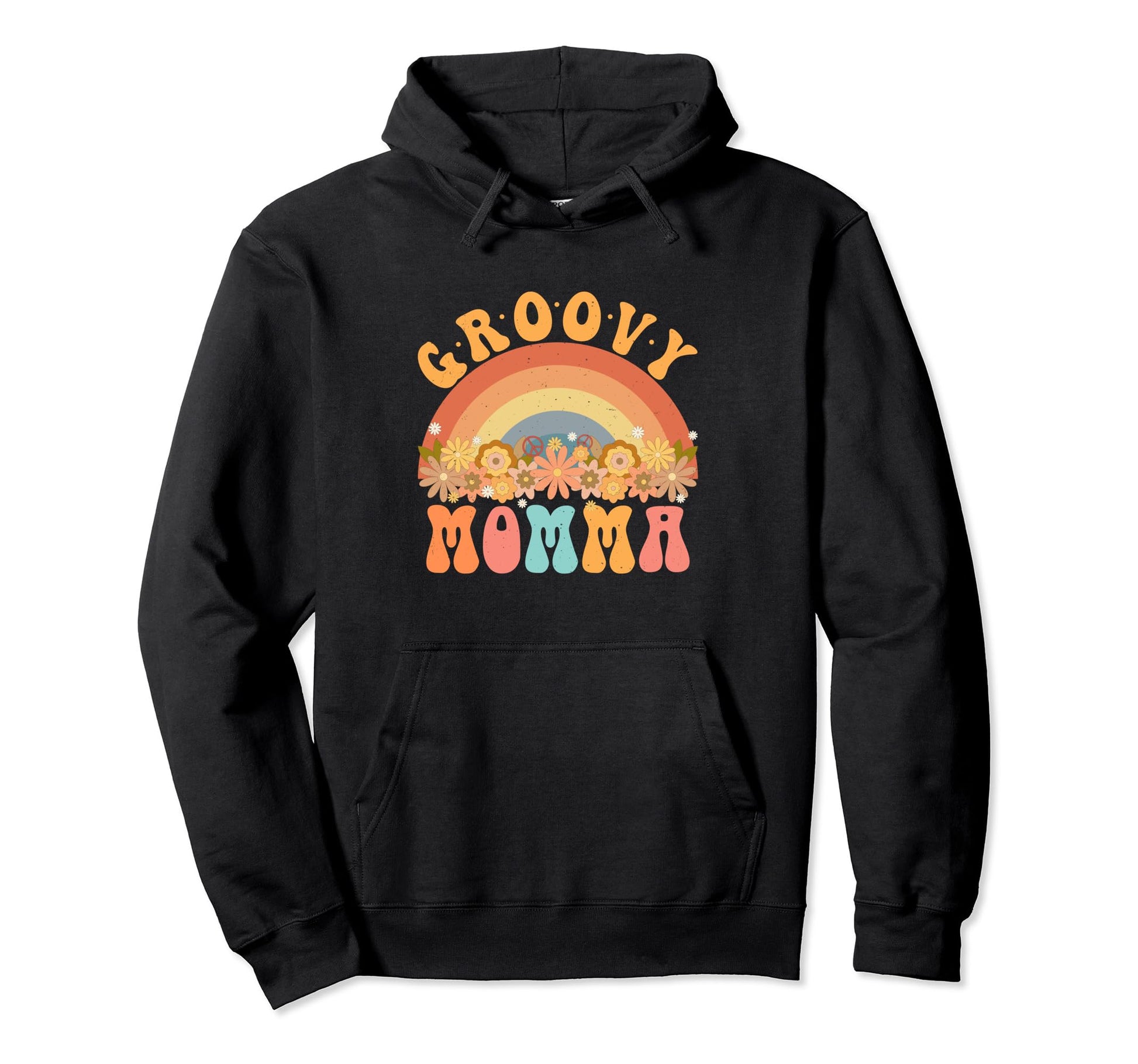 Groovy Momma Rainbow Daisy Flower Gifts Hoodie - Fun Novelty Design Unisex - T-Shirt, Sweatshirt, Hoodie