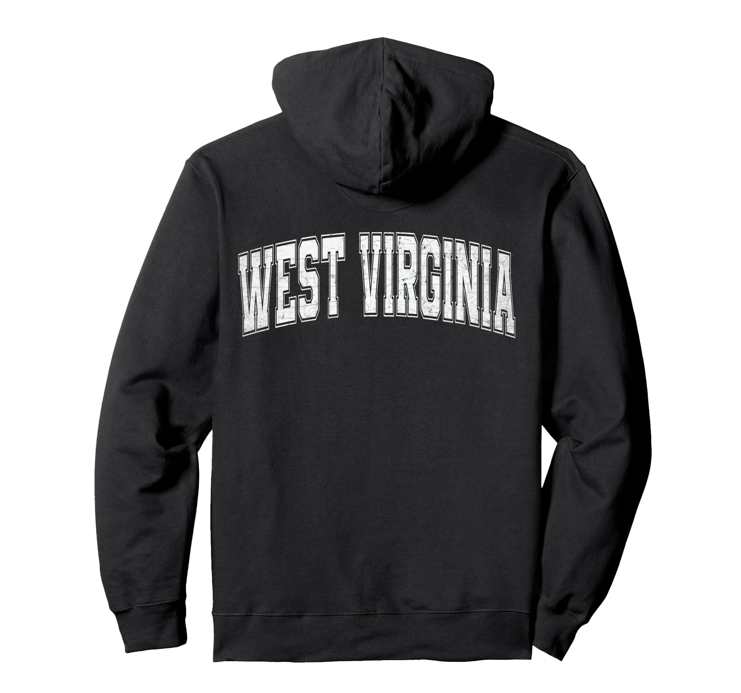 West Virginia White Text Hoodie - Trendy Graphic for Adults - T-Shirt, Sweatshirt, Hoodie