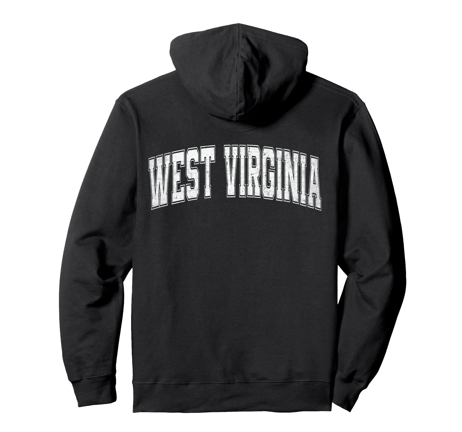 West Virginia White Text Hoodie - Trendy Graphic for Adults - T-Shirt, Sweatshirt, Hoodie