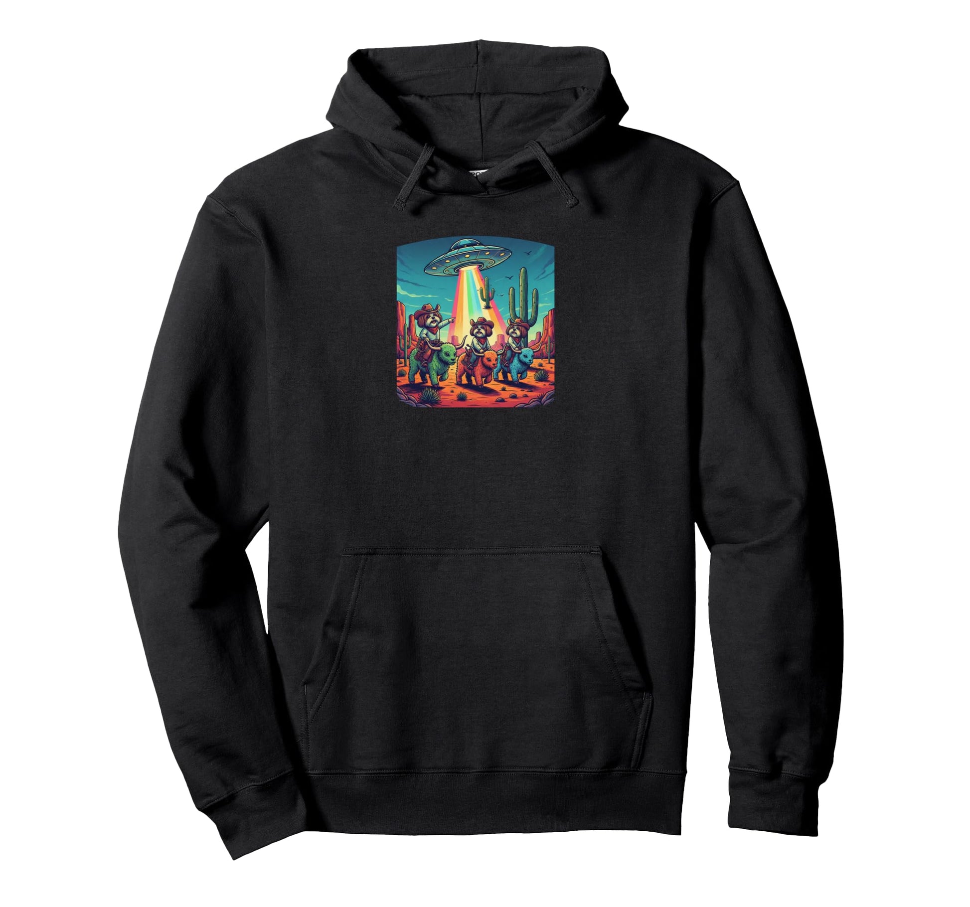 Shih Tzu Cowboys Ufo Western Hoodie - Graphic Print Men Women - T-Shirt, Sweatshirt, Hoodie
