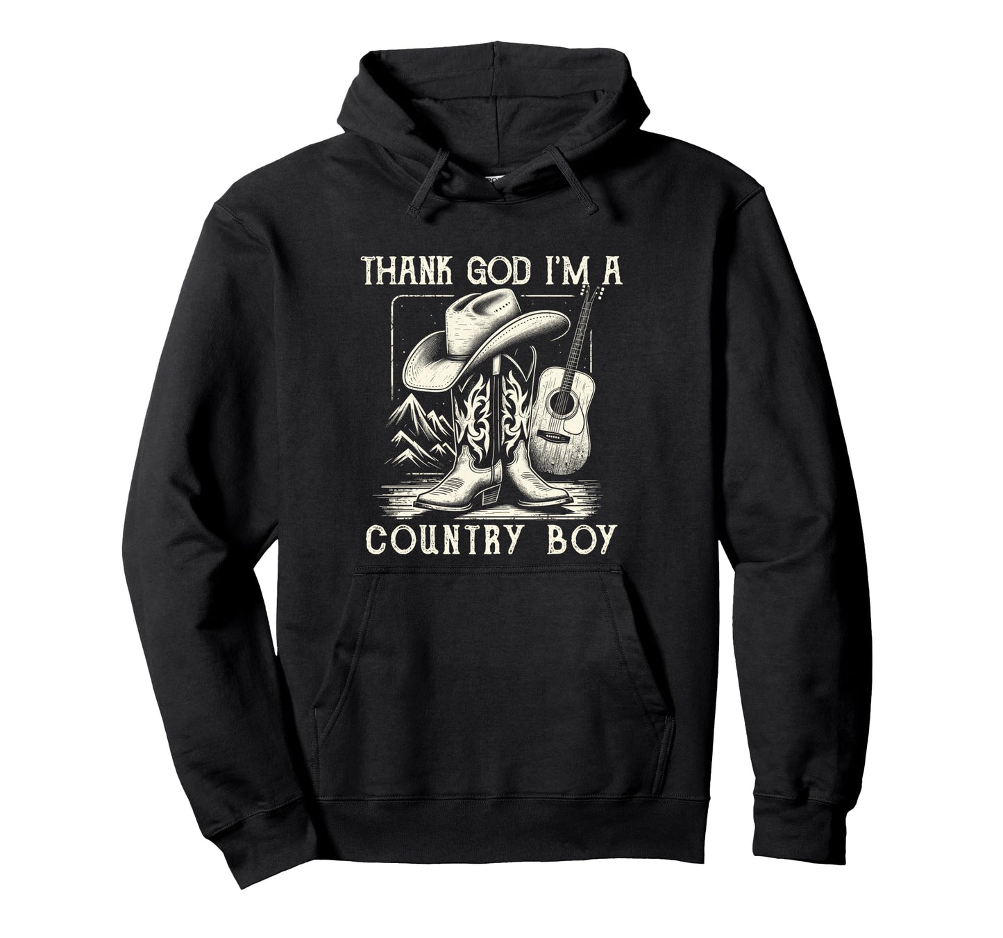 Thank God Im Country Music Cowboy Hoodie - Fun Novelty Design Unisex - T-Shirt, Sweatshirt, Hoodie