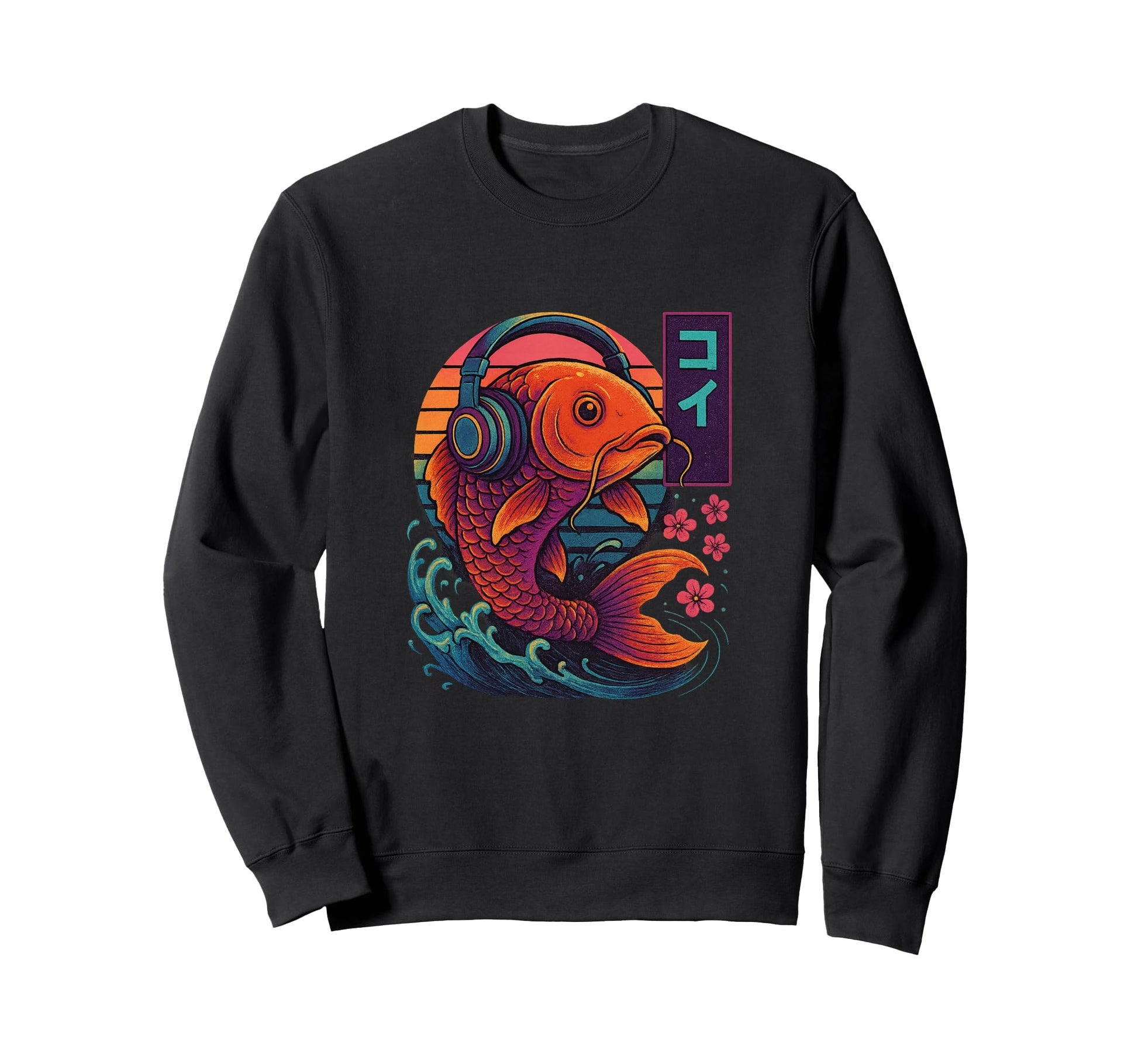Headphones Carp Fish Flow Vaporwave Sweatshirt - Streetwear Style Unisex - T-Shirt, Sweatshirt, Hoodie