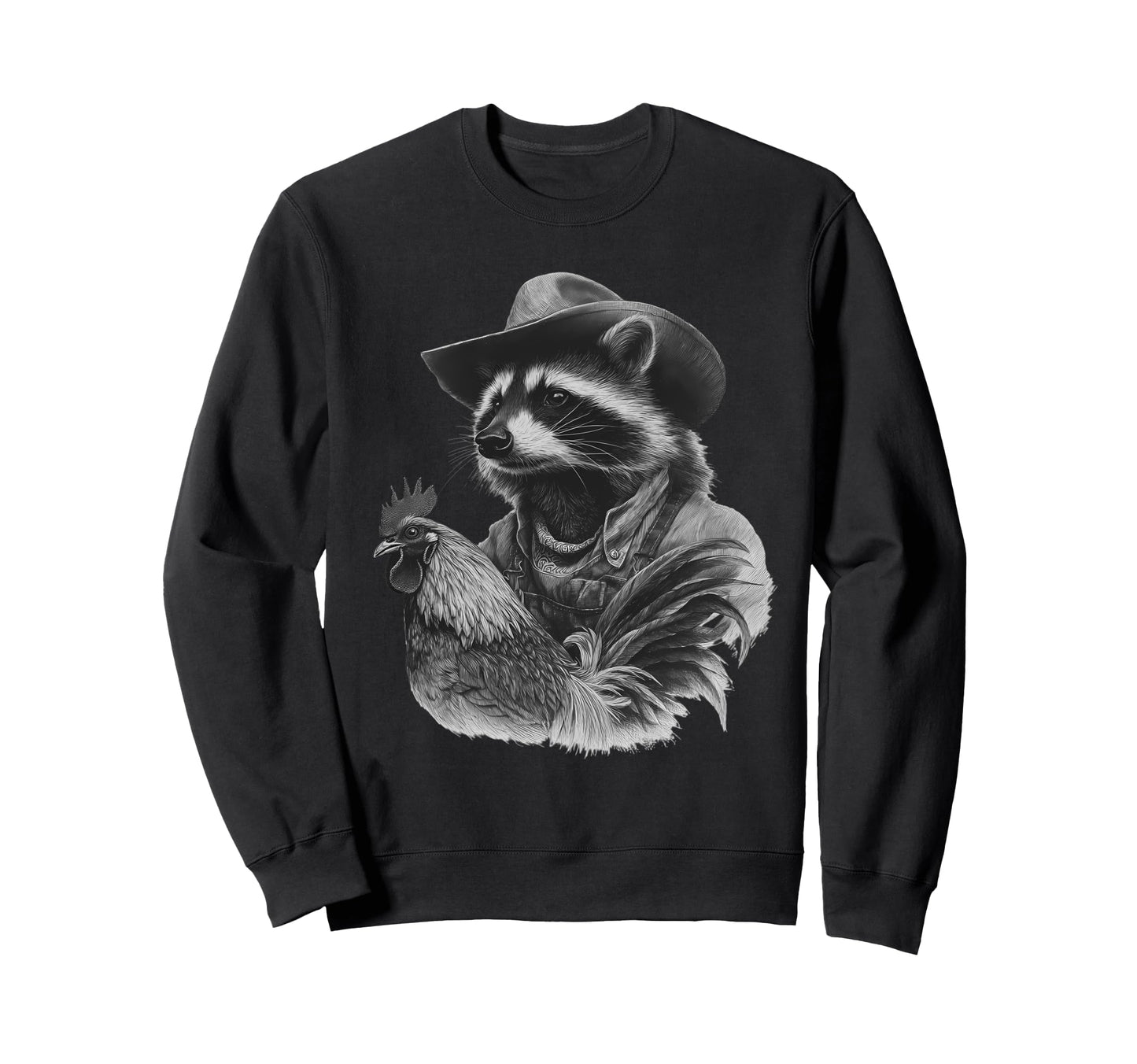 Raccoon Cowboy Rodeo Cowgirl Western Sweatshirt - Graphic Print for Adults - T-Shirt, Sweatshirt, Hoodie
