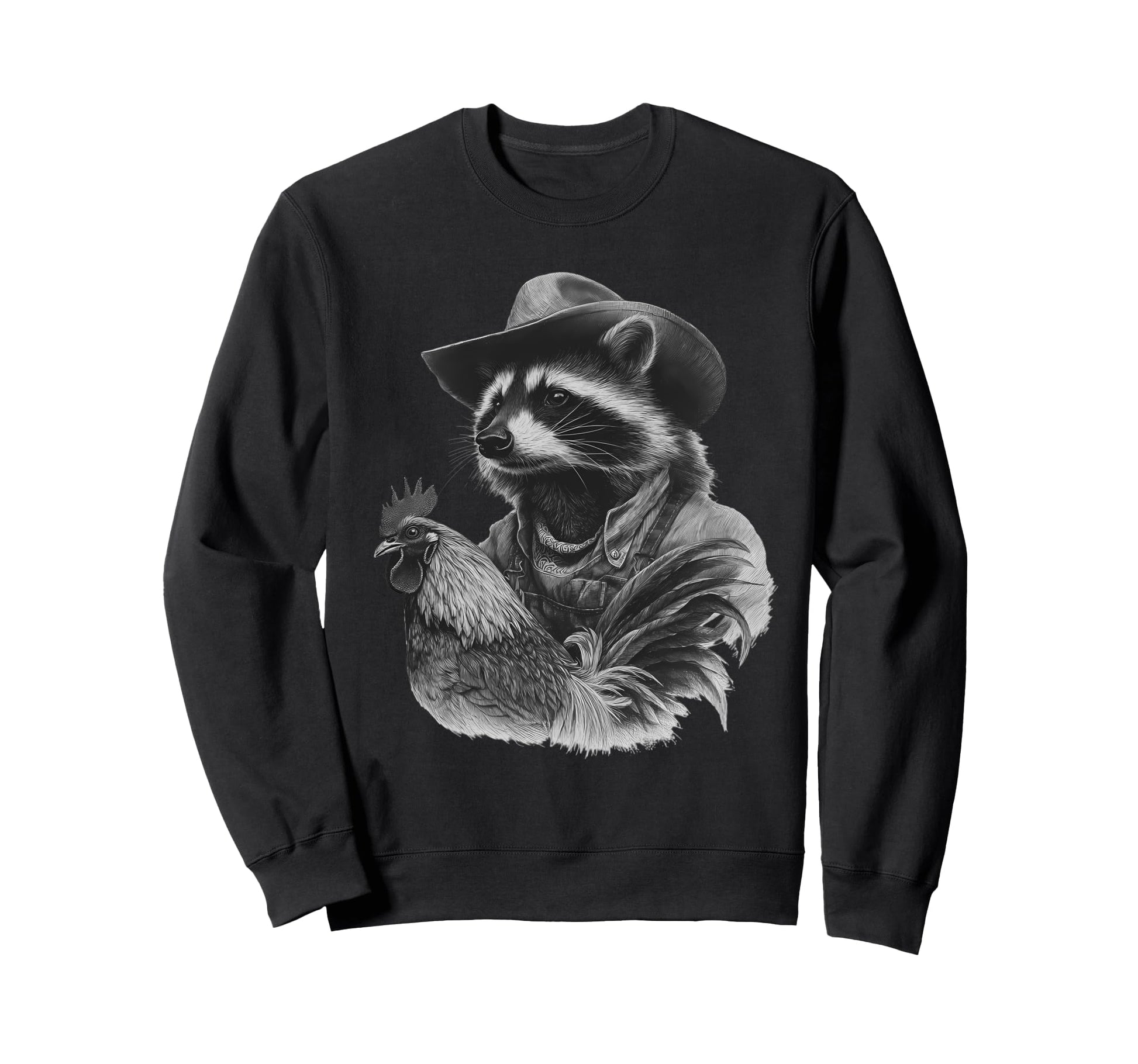 Raccoon Cowboy Rodeo Cowgirl Western Sweatshirt - Graphic Print for Adults - T-Shirt, Sweatshirt, Hoodie