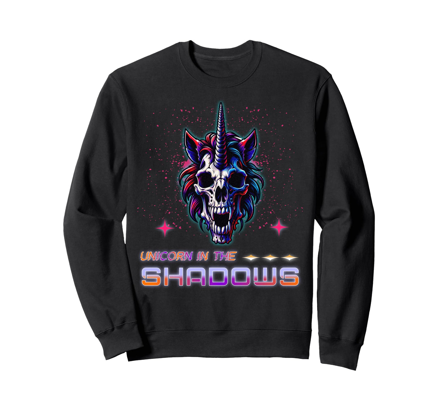 Unicorn Shadows Skull Gothic Fantasy Sweatshirt - Unique Graphic Unisex - T-Shirt, Sweatshirt, Hoodie