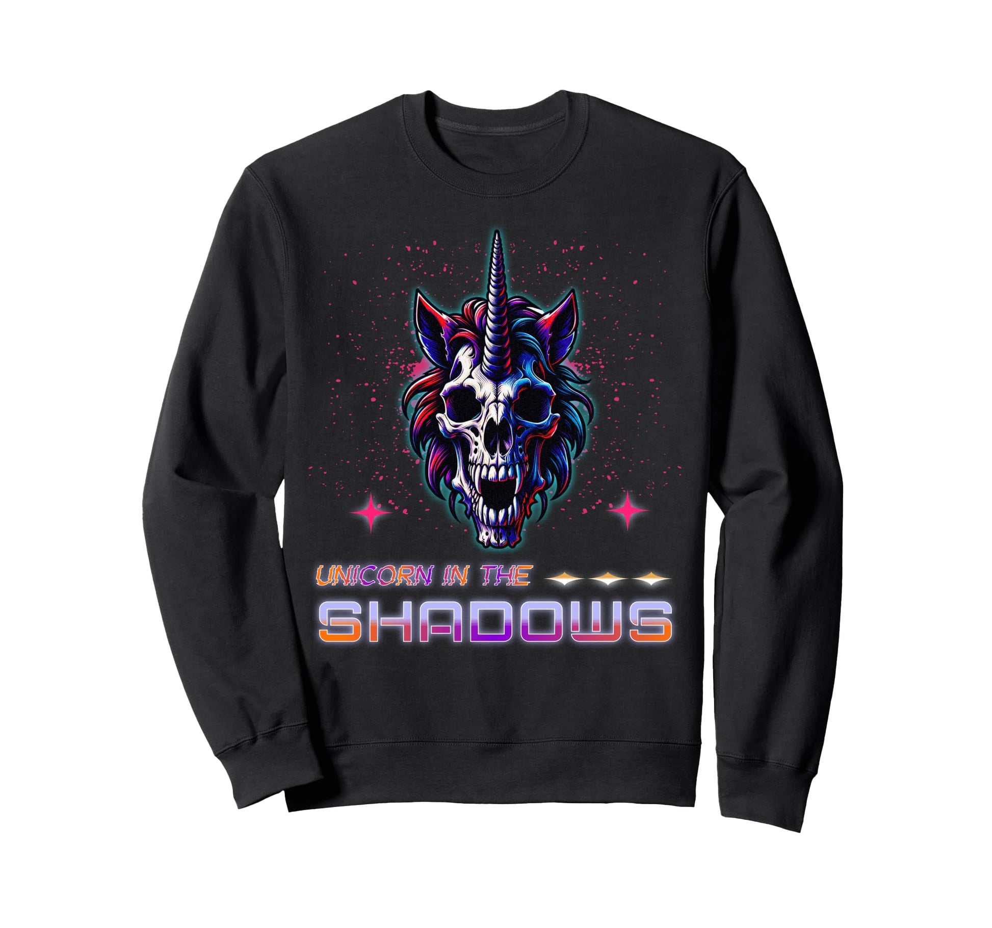 Unicorn Shadows Skull Gothic Fantasy Sweatshirt - Unique Graphic Unisex - T-Shirt, Sweatshirt, Hoodie