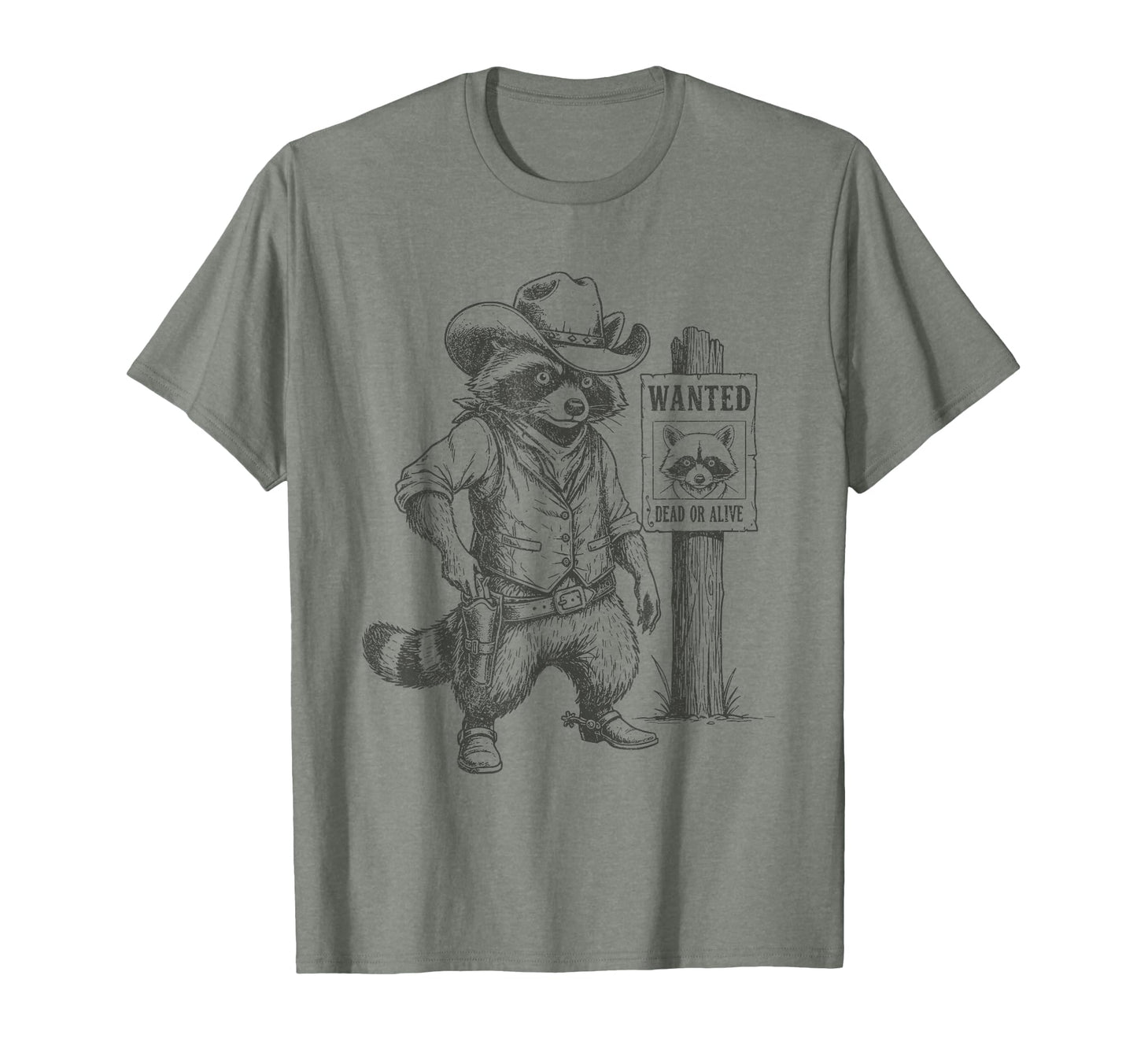 Raccoon Cowboy Western Outlaw T-Shirt - Minimalist Print Men Women - T-Shirt, Sweatshirt, Hoodie