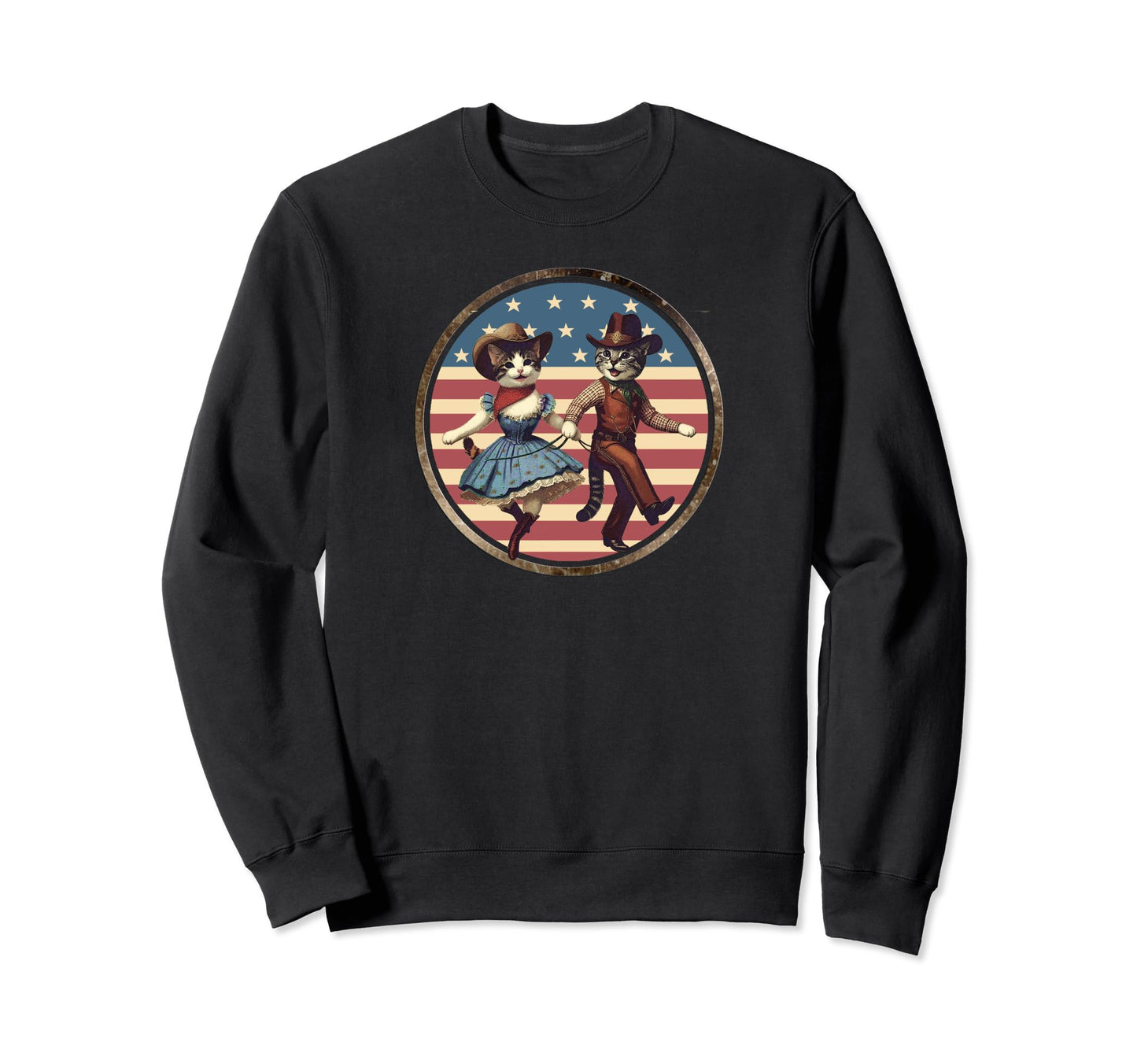 Cowboy Dancing Cats Two Step Tabby Sweatshirt - Trendy Graphic Men Women - T-Shirt, Sweatshirt, Hoodie