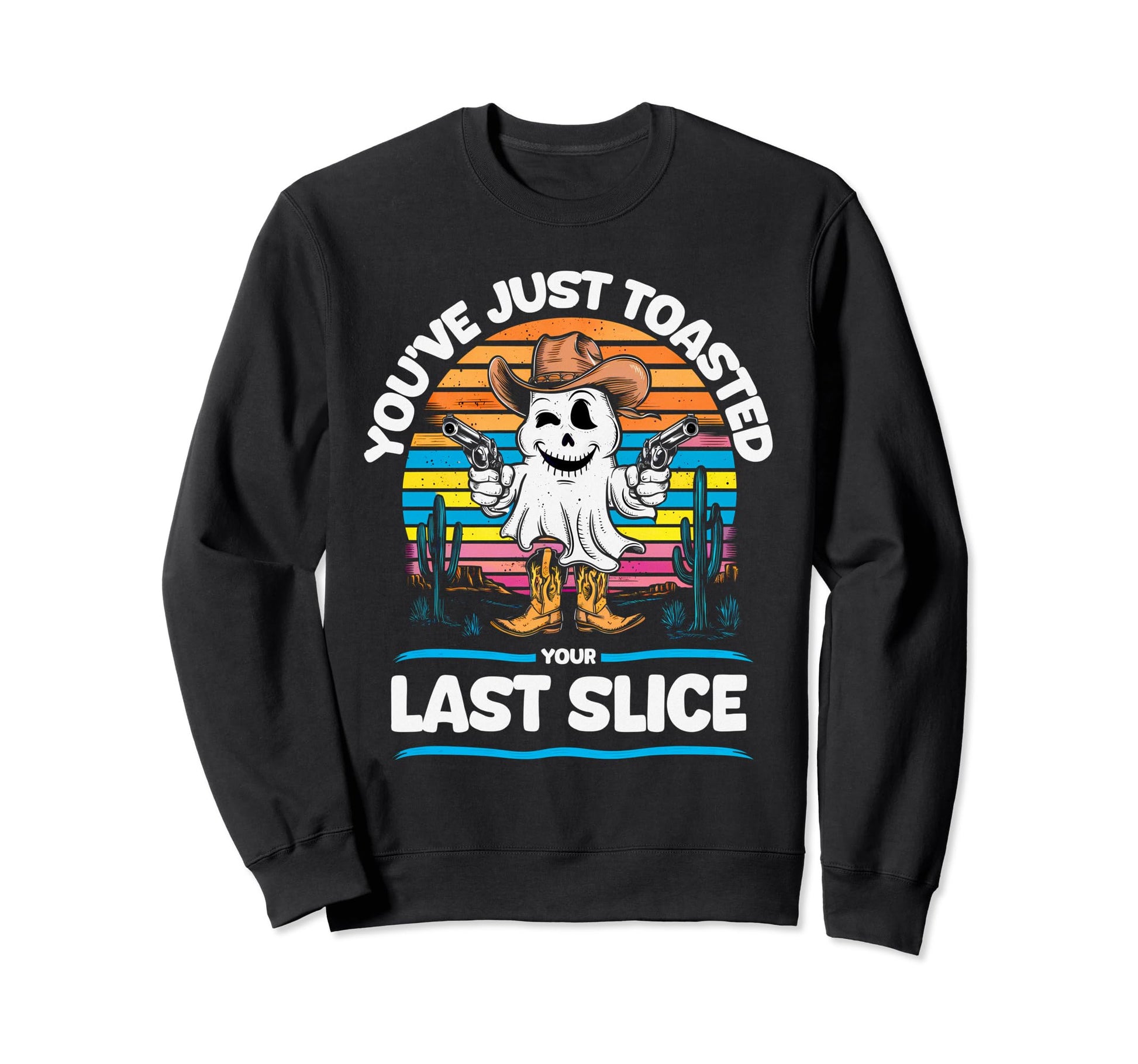 Ghost Halloween Cowboy Funny Sweatshirt - Minimalist Print for Adults - T-Shirt, Sweatshirt, Hoodie