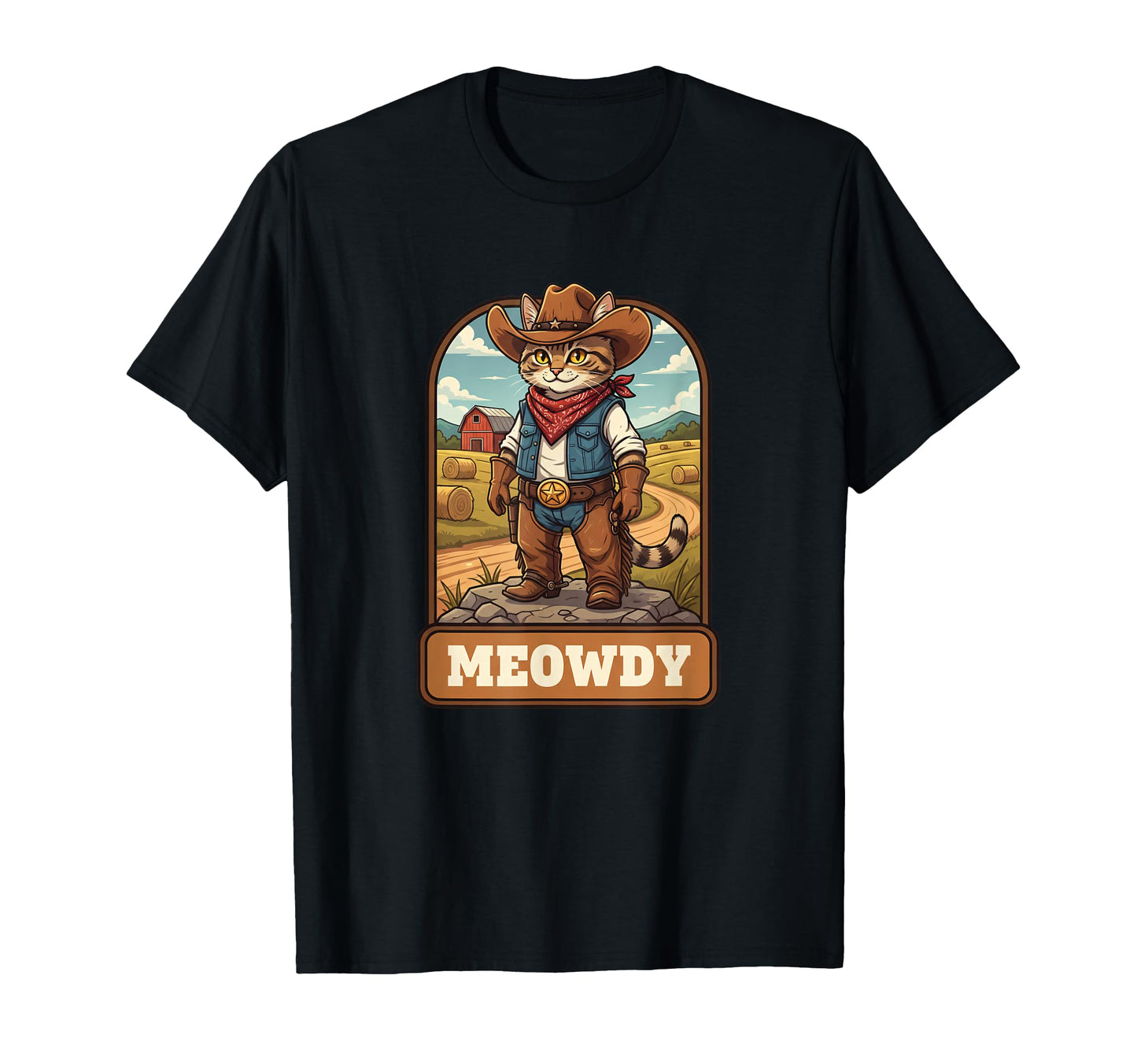 Meowdy Cowboy Cat Western T-Shirt - Minimalist Print Men Women - T-Shirt, Sweatshirt, Hoodie