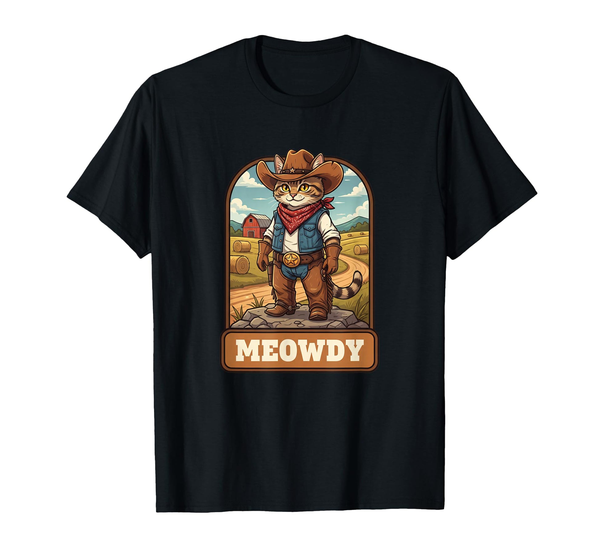 Meowdy Cowboy Cat Western T-Shirt - Minimalist Print Men Women - T-Shirt, Sweatshirt, Hoodie