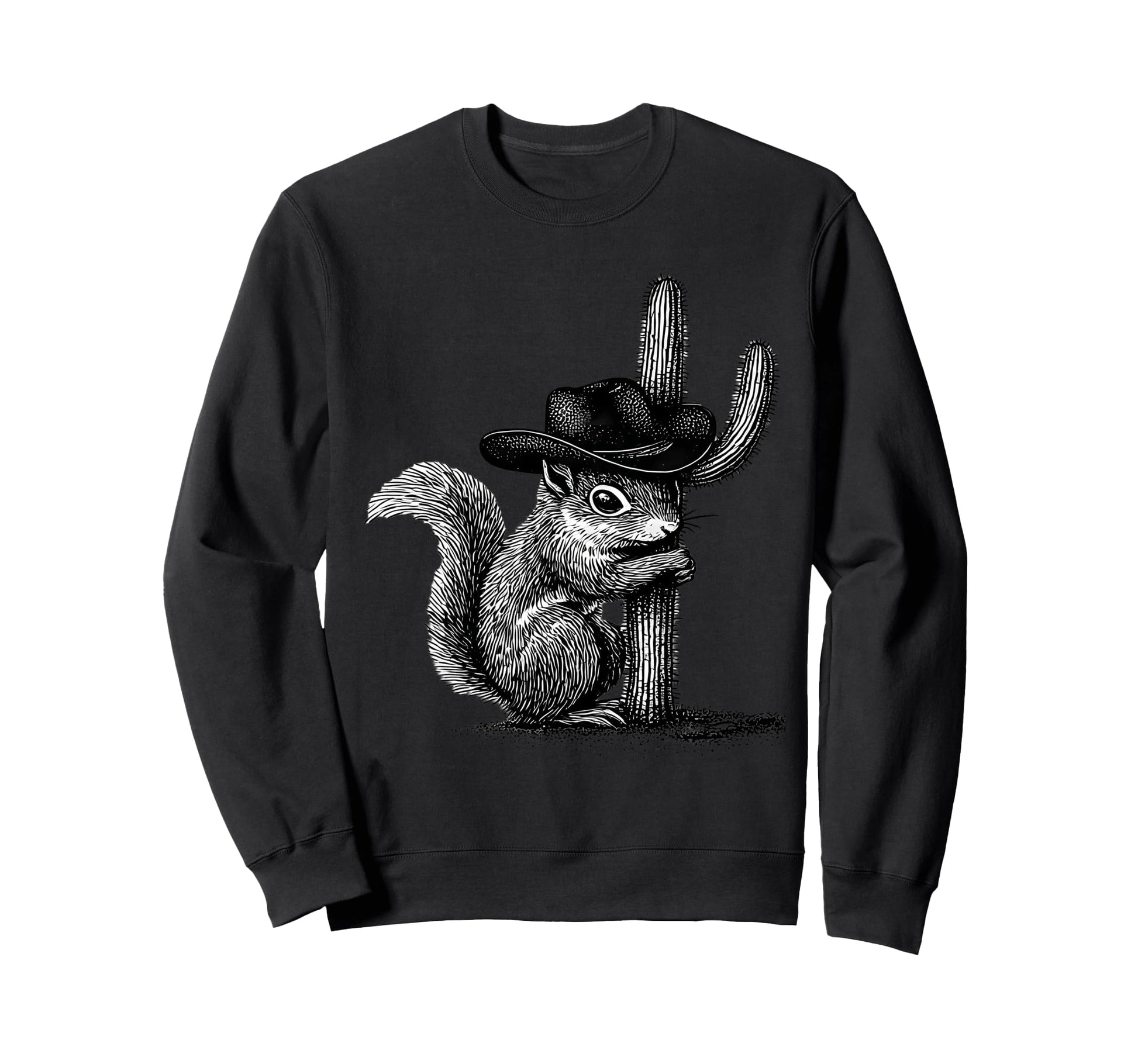Country Cowboy Squirrel Rodeo Sweatshirt - Minimalist Print for Adults - T-Shirt, Sweatshirt, Hoodie