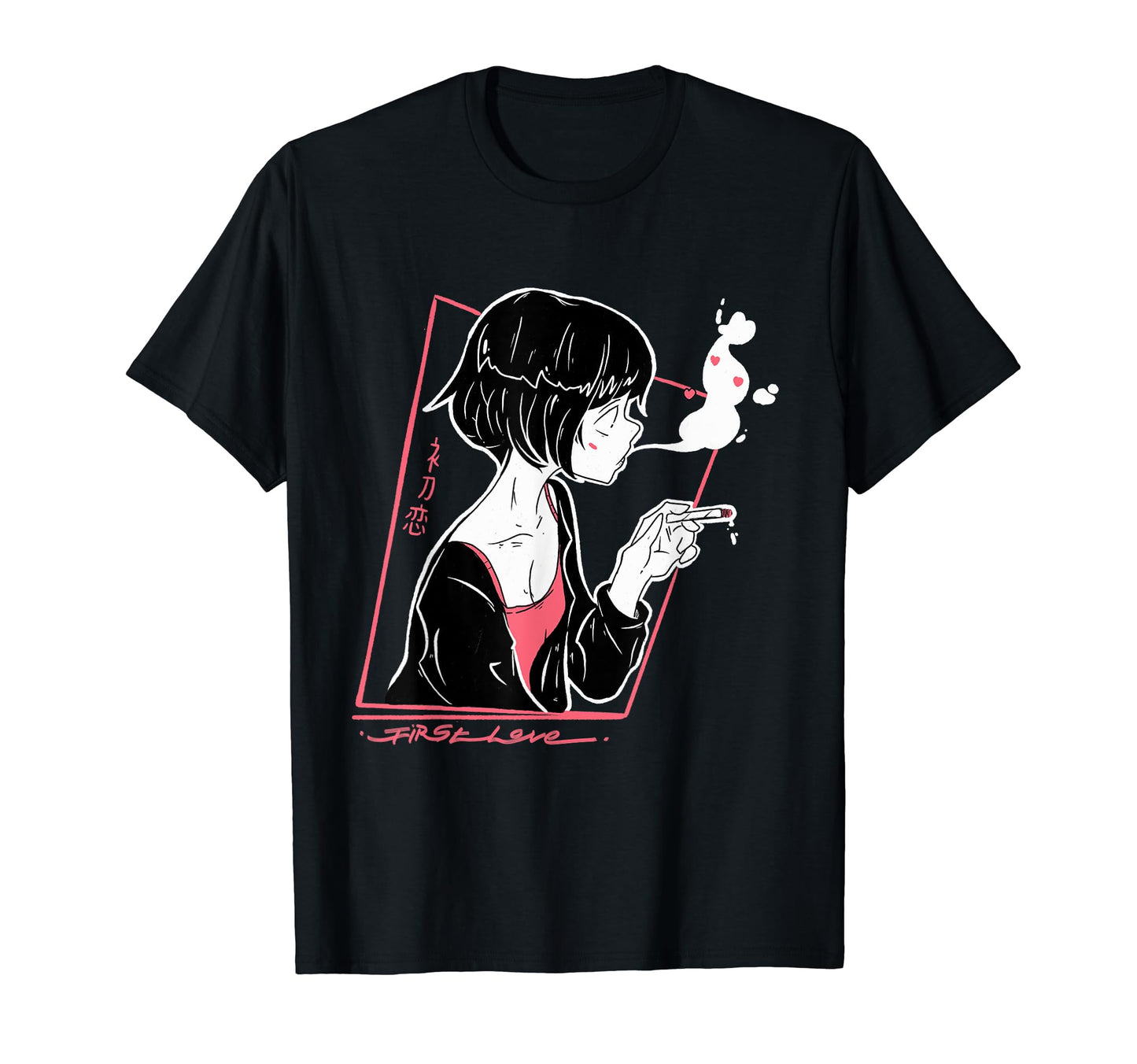 First Love Aesthetic Vaporwave Anime T-Shirt - Minimalist Print Unisex - T-Shirt, Sweatshirt, Hoodie