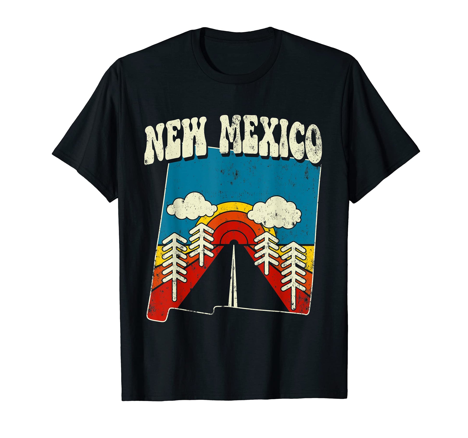 New Mexico State Rainbow Hippie 70S Map T-Shirt - Streetwear Style Unisex - T-Shirt, Sweatshirt, Hoodie