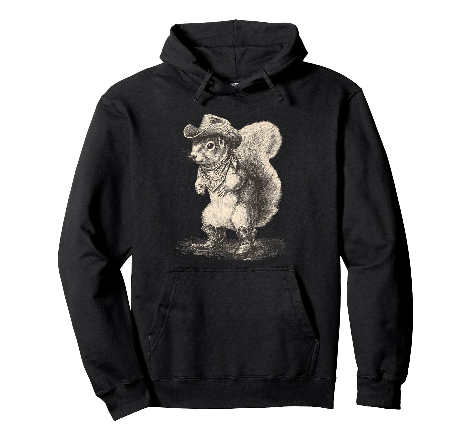 Squirrel Cowboy Rodeo Cowgirl Western Hoodie - Custom Art Print Unisex - T-Shirt, Sweatshirt, Hoodie