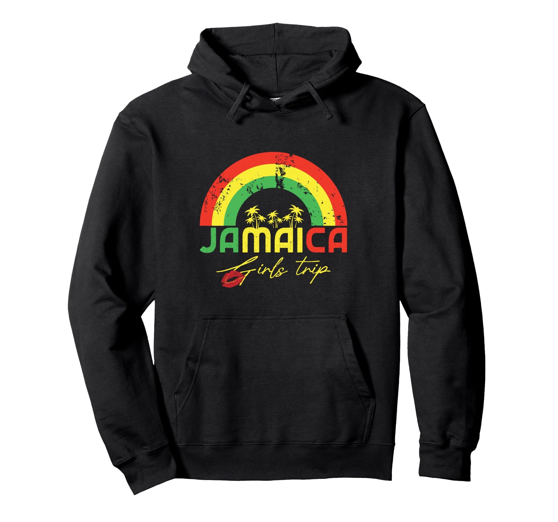 Jamaica Trip Colorful Rainbow Rasta Hoodie - Minimalist Print Unisex - T-Shirt, Sweatshirt, Hoodie