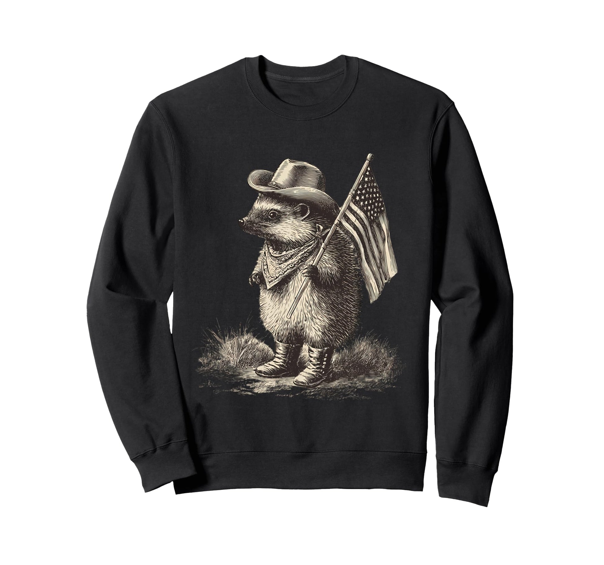 Country Cowboy Hedgehog Rodeo Sweatshirt - Graphic Print for Adults - T-Shirt, Sweatshirt, Hoodie