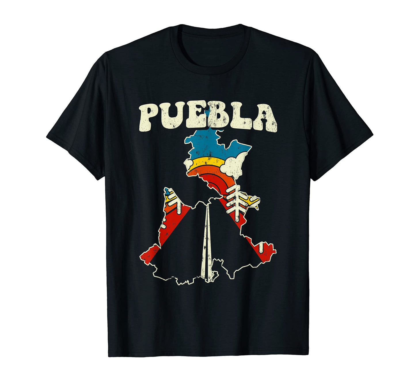 Puebla Mexican State Rainbow Mexico T-Shirt - Trendy Graphic for Adults - T-Shirt, Sweatshirt, Hoodie