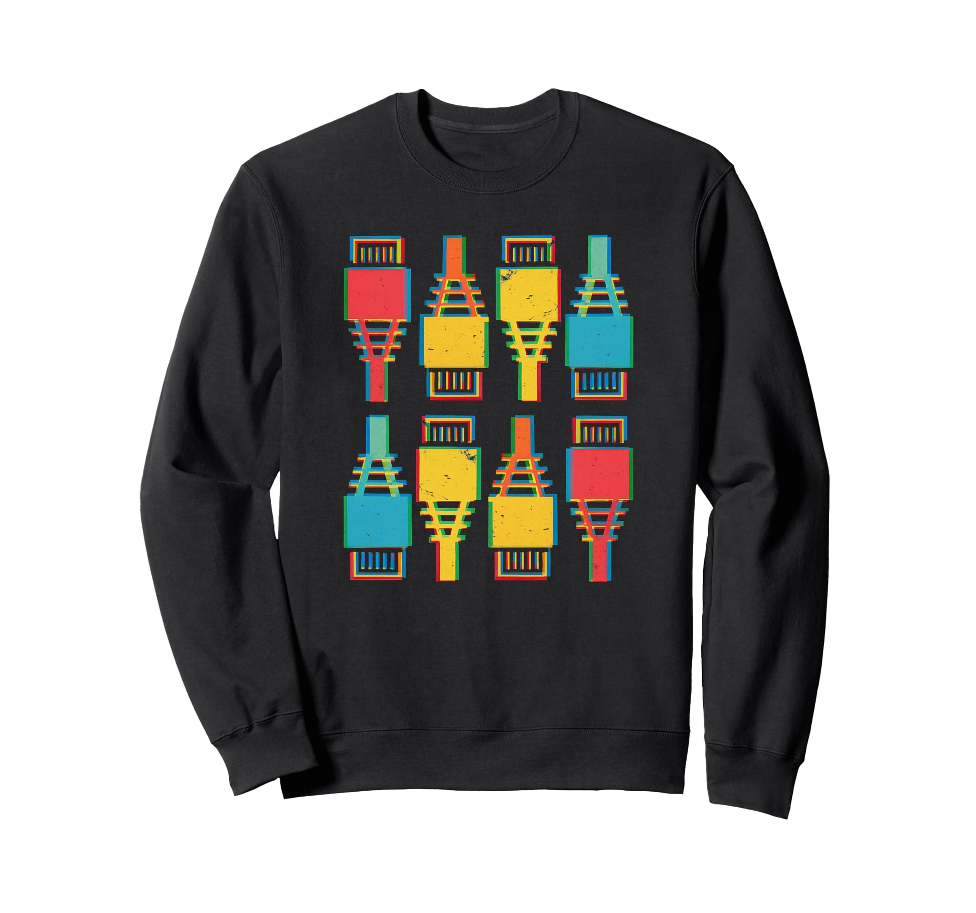 Glitch Rj 45 Ethernet Connectors Sweatshirt - Unique Graphic for Adults - T-Shirt, Sweatshirt, Hoodie