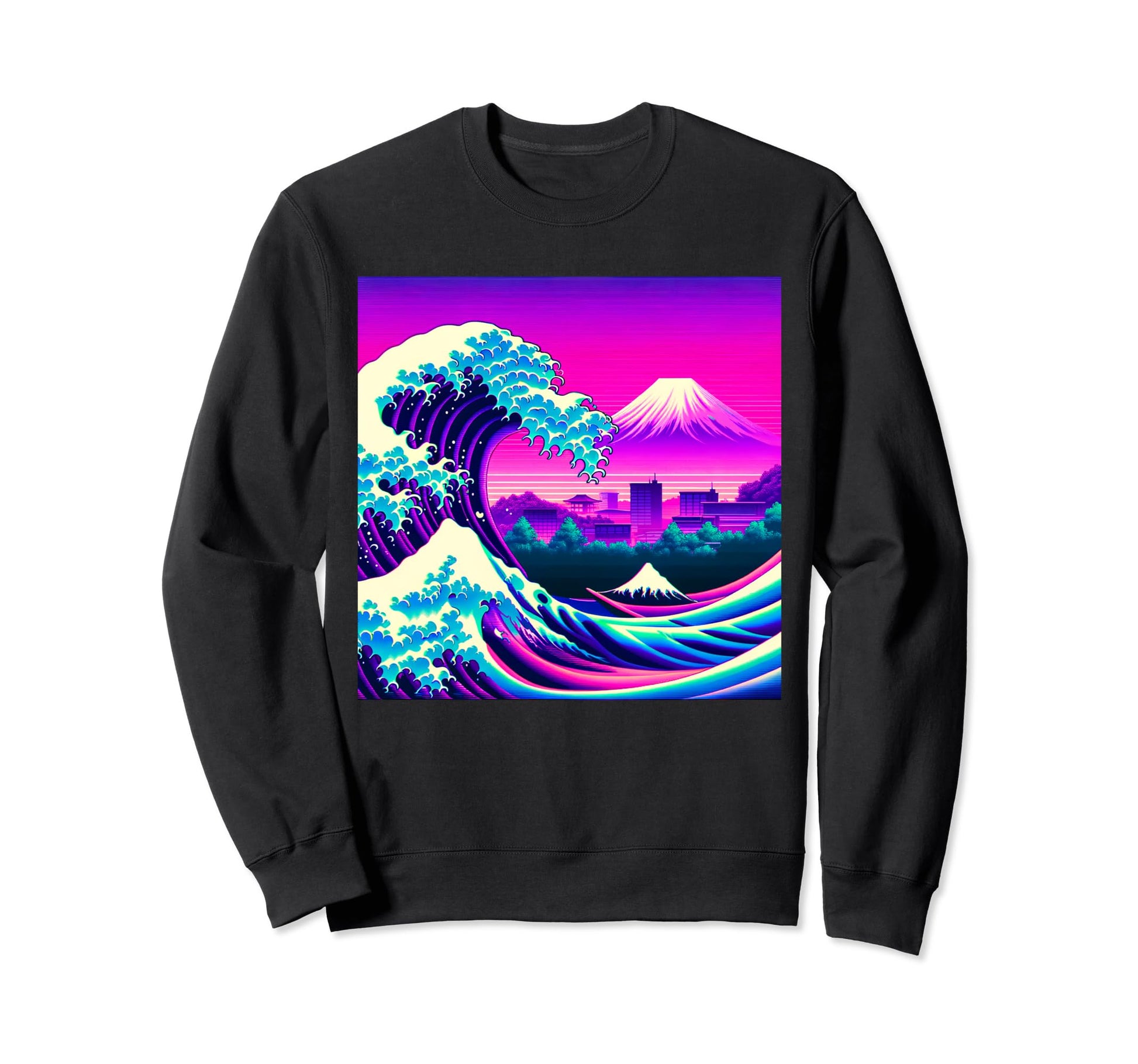 Vaporwave Great Wave Off Kanagawa Sweatshirt - Novelty Apparel Unisex - T-Shirt, Sweatshirt, Hoodie