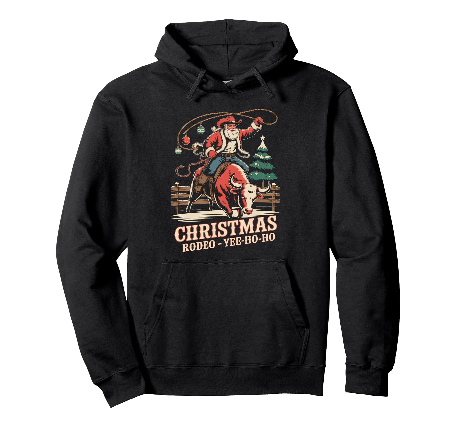 Santa Claus Cowboy Hoodie - Custom Art Print Unisex - T-Shirt, Sweatshirt, Hoodie