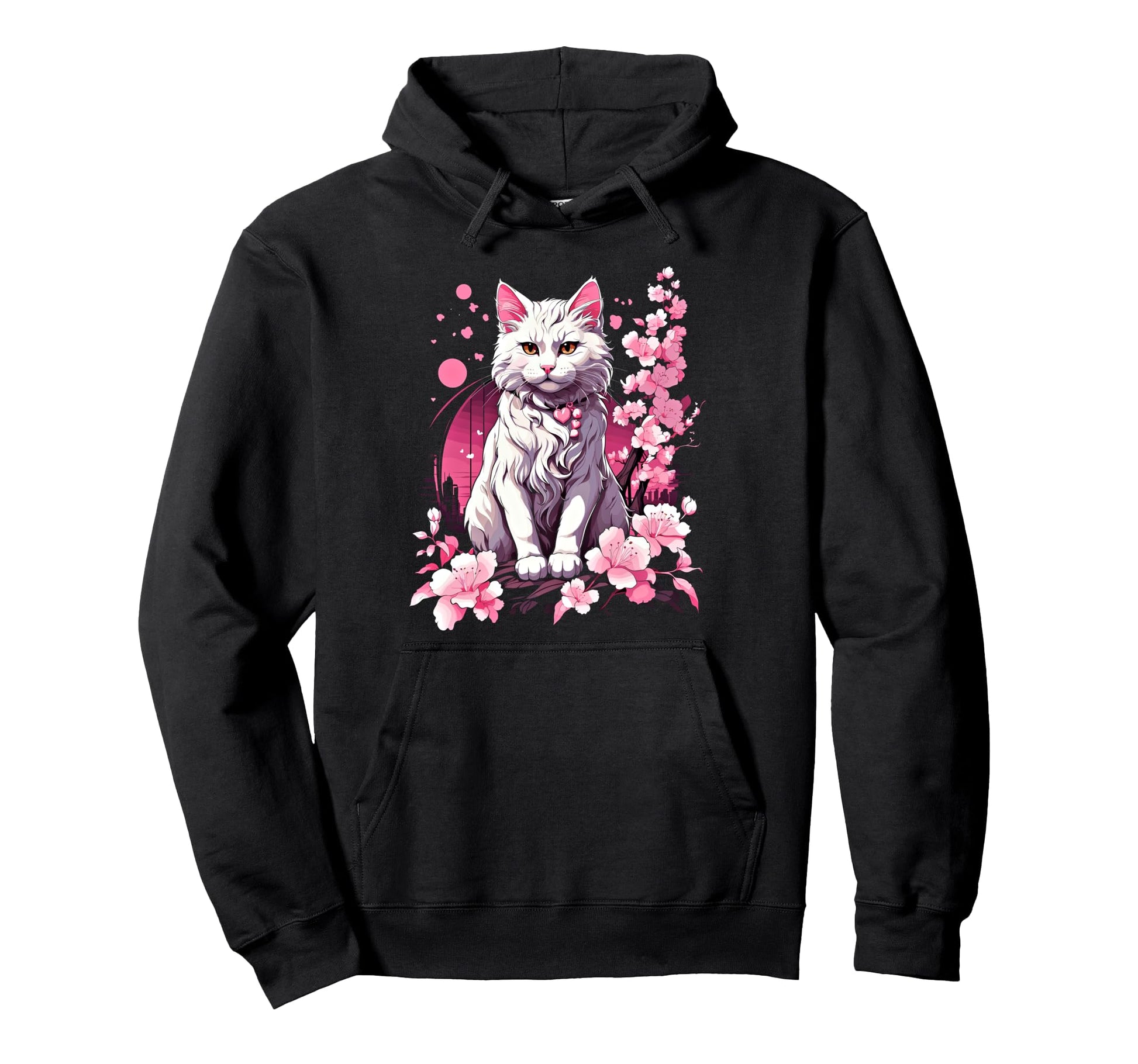 Anime Cat Japanese Vaporwave Aesthetic Hoodie - Trendy Graphic Unisex - T-Shirt, Sweatshirt, Hoodie