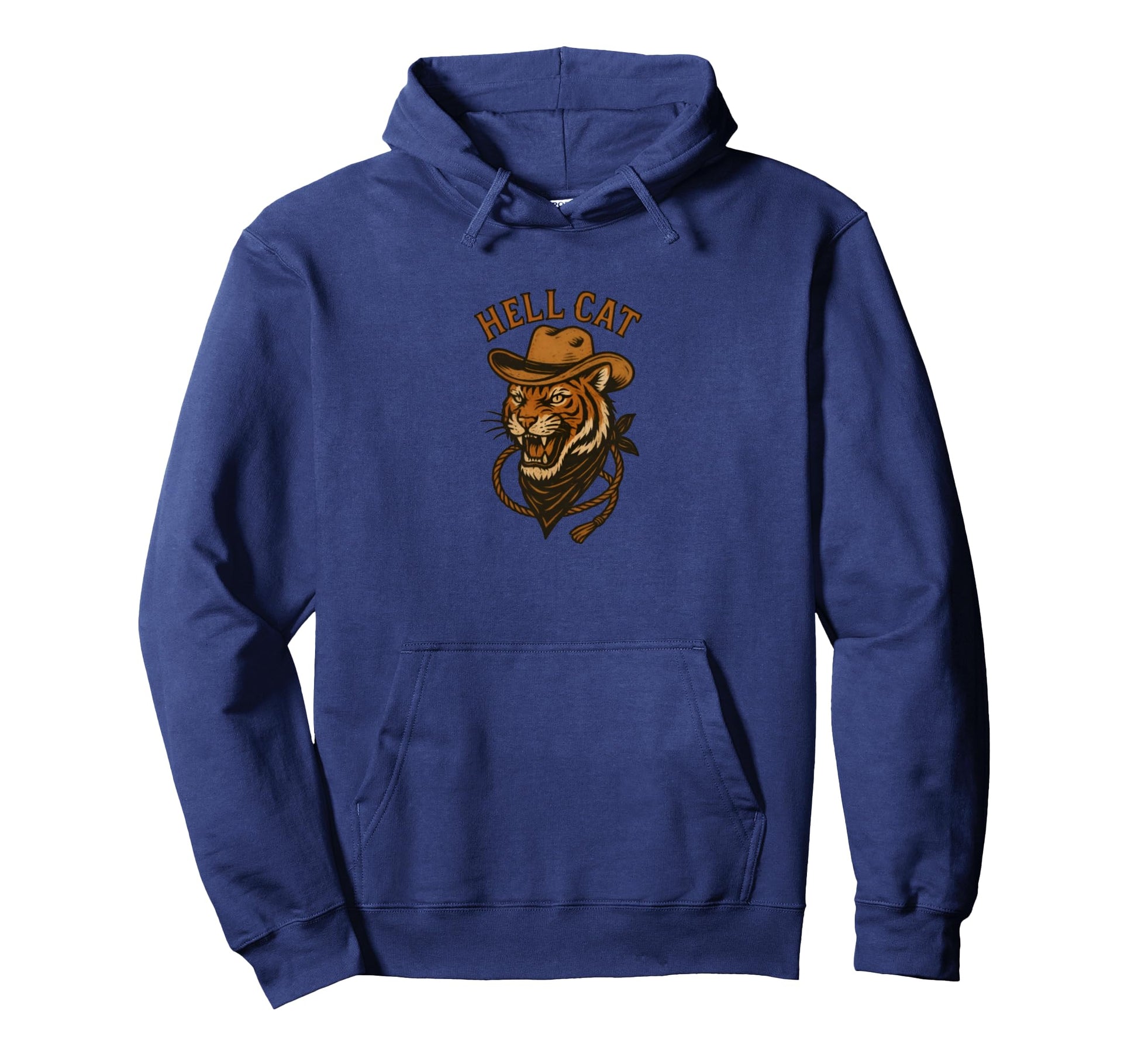 Hell Cat Western Tiger Cowboy Rodeo Hoodie - Casual Everyday Wear Unisex - T-Shirt, Sweatshirt, Hoodie