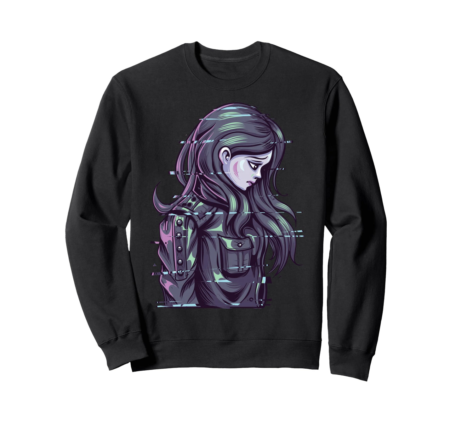Aesthetic Vaporwave E Love Anime Glitch Sweatshirt - Unique Graphic Unisex - T-Shirt, Sweatshirt, Hoodie