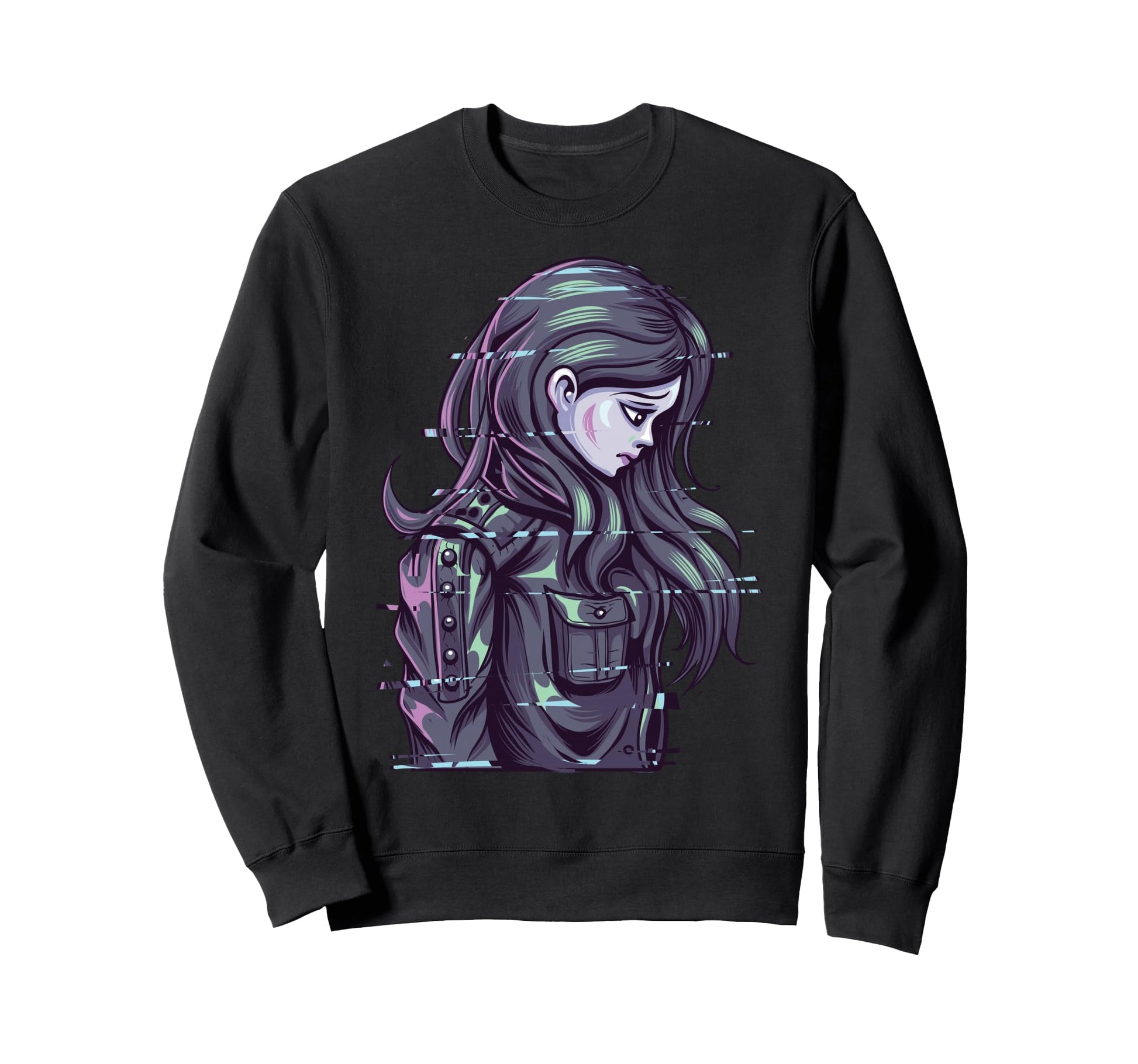 Aesthetic Vaporwave E Love Anime Glitch Sweatshirt - Unique Graphic Unisex - T-Shirt, Sweatshirt, Hoodie