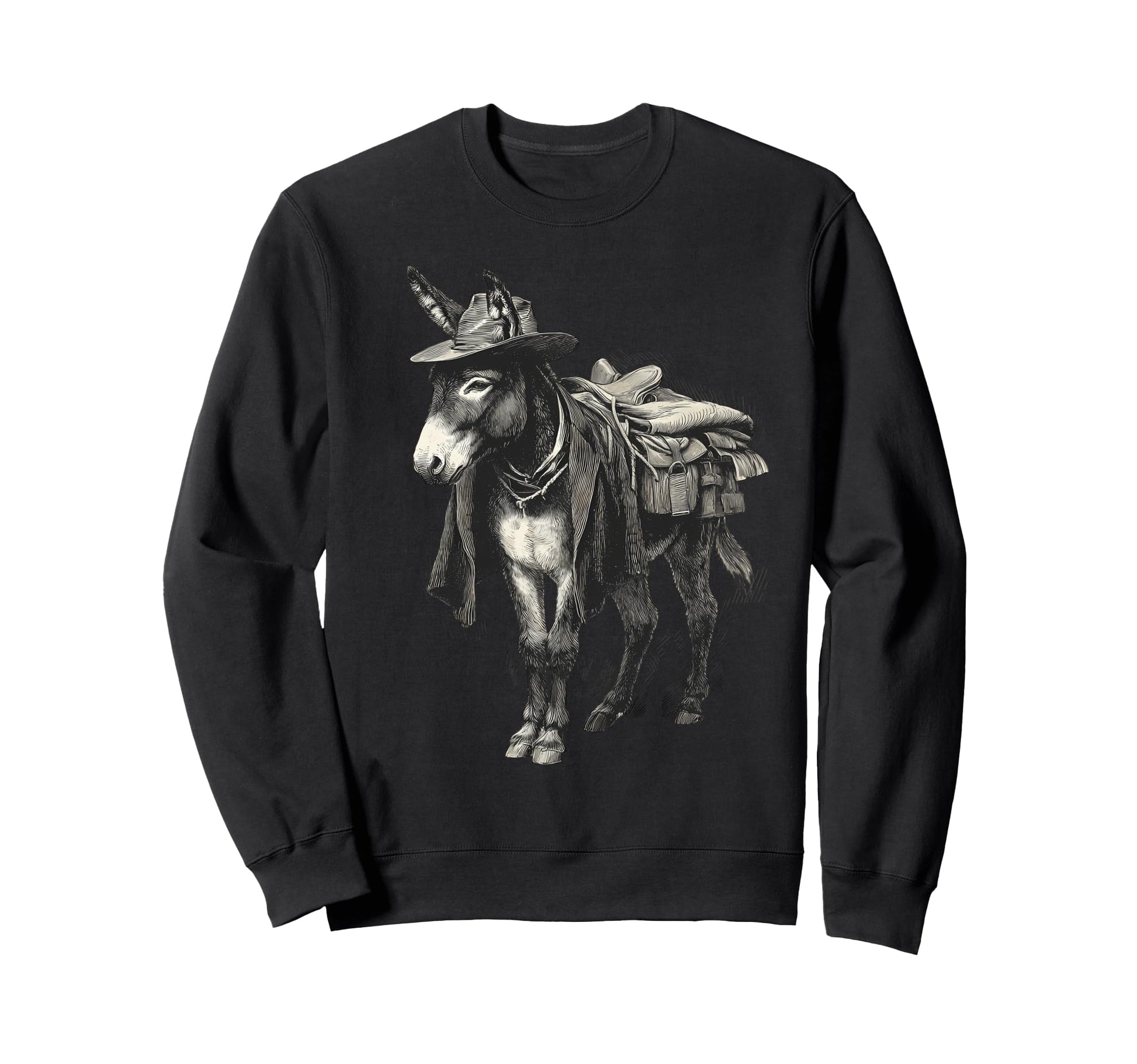 Country Cowboy Donkey Rodeo Cowgirl Sweatshirt - Fun Novelty Design Unisex - T-Shirt, Sweatshirt, Hoodie