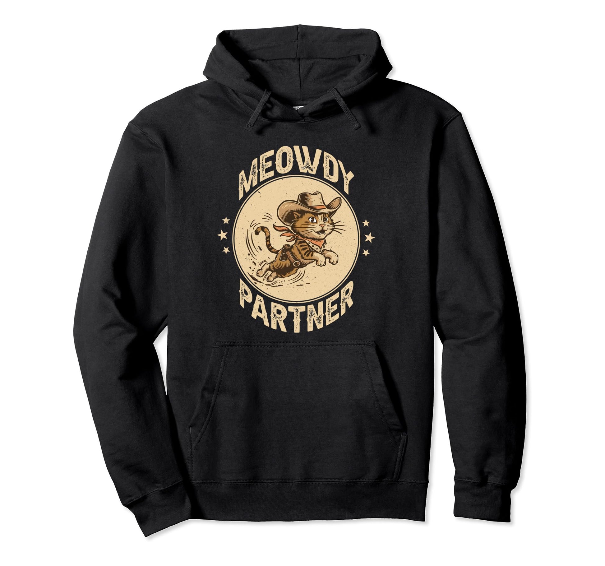 Meowdy Partner Cowboy Cat Hoodie - Fun Novelty Design Men Women - T-Shirt, Sweatshirt, Hoodie