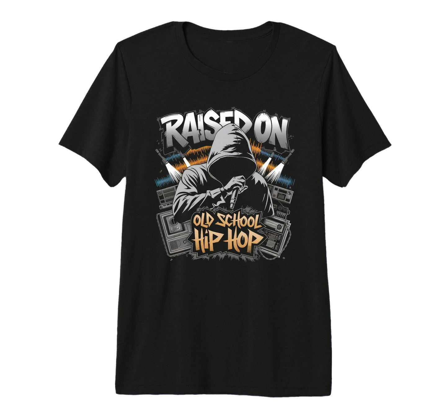 Raised Old School Hip Hop Cassette T-Shirt - Trendy Graphic for Adults - T-Shirt, Sweatshirt, Hoodie