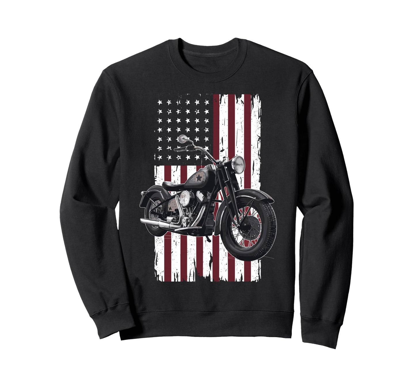 Patriotic Motorcycle Usa Flag Sweatshirt - Minimalist Print for Adults - T-Shirt, Sweatshirt, Hoodie