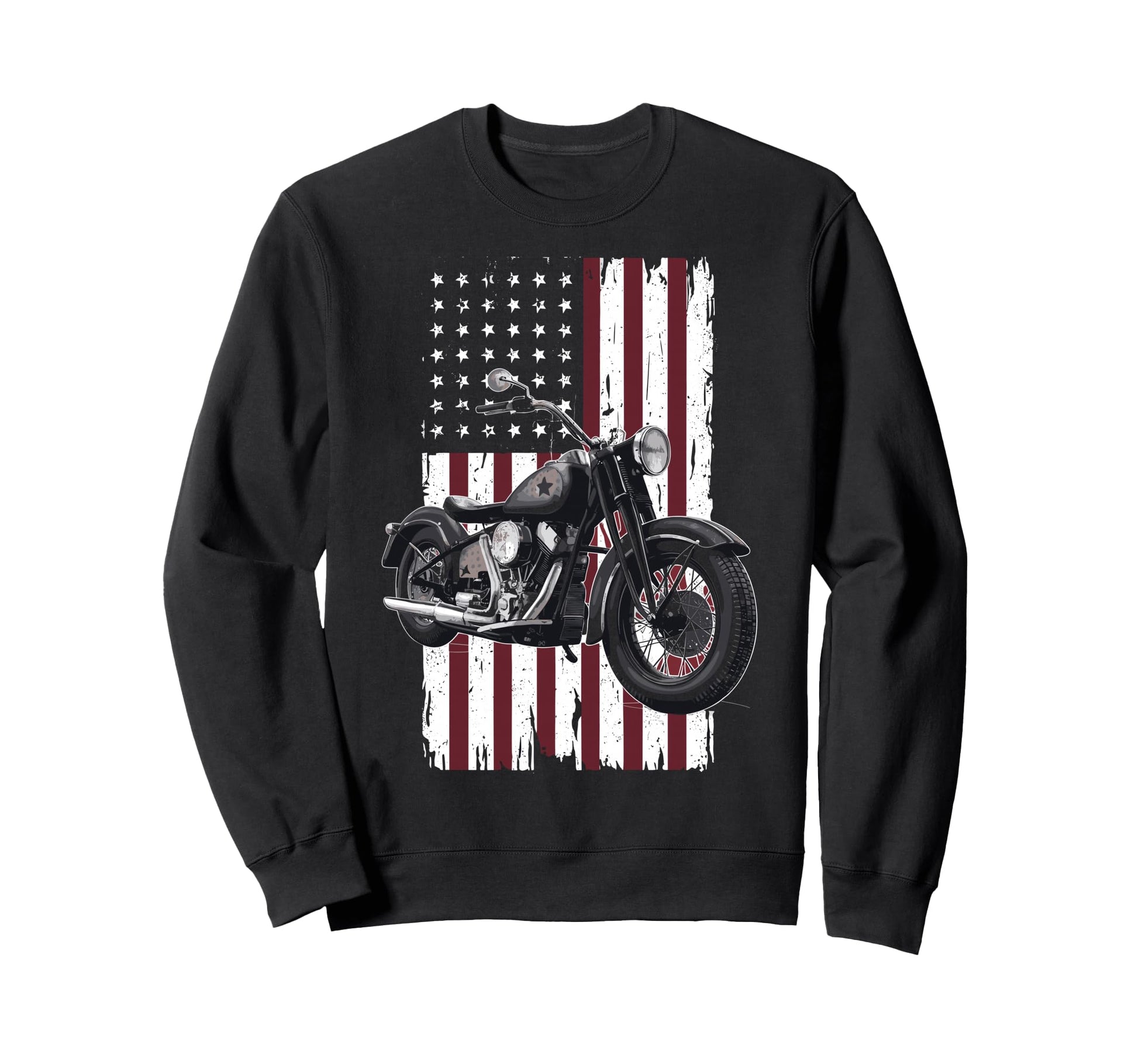 Patriotic Motorcycle Usa Flag Sweatshirt - Minimalist Print for Adults - T-Shirt, Sweatshirt, Hoodie