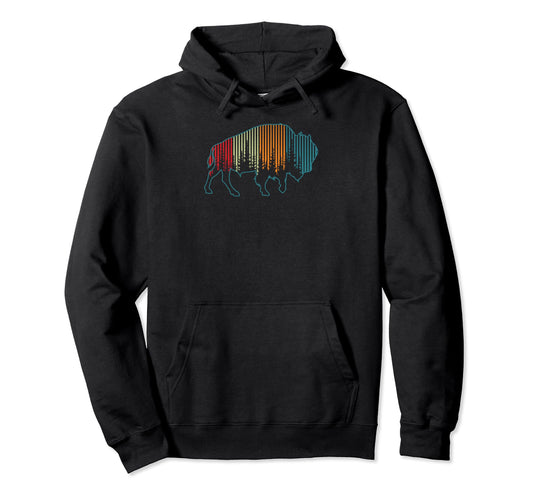 Bison American Buffalo National Park Hoodie - Minimalist Print for Adults - T-Shirt, Sweatshirt, Hoodie