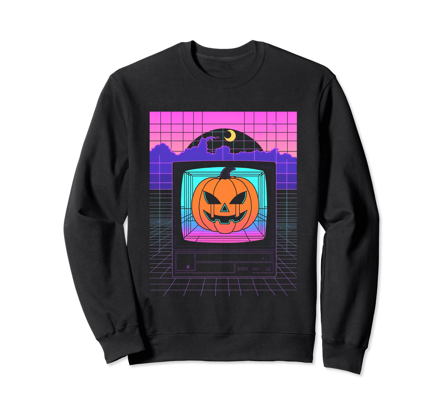 Vaporwave Aesthetic Halloween Jack O Sweatshirt - Aesthetic Graphic Unisex - T-Shirt, Sweatshirt, Hoodie