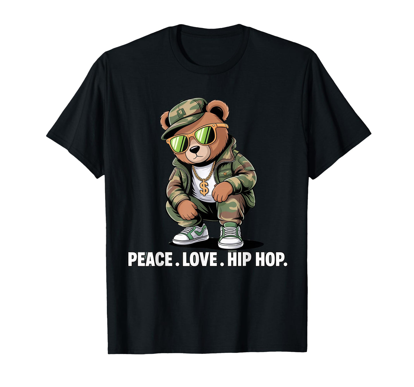 Camouflage Rapper Teddy Bear Camo 80S T-Shirt - Graphic Print Men Women - T-Shirt, Sweatshirt, Hoodie