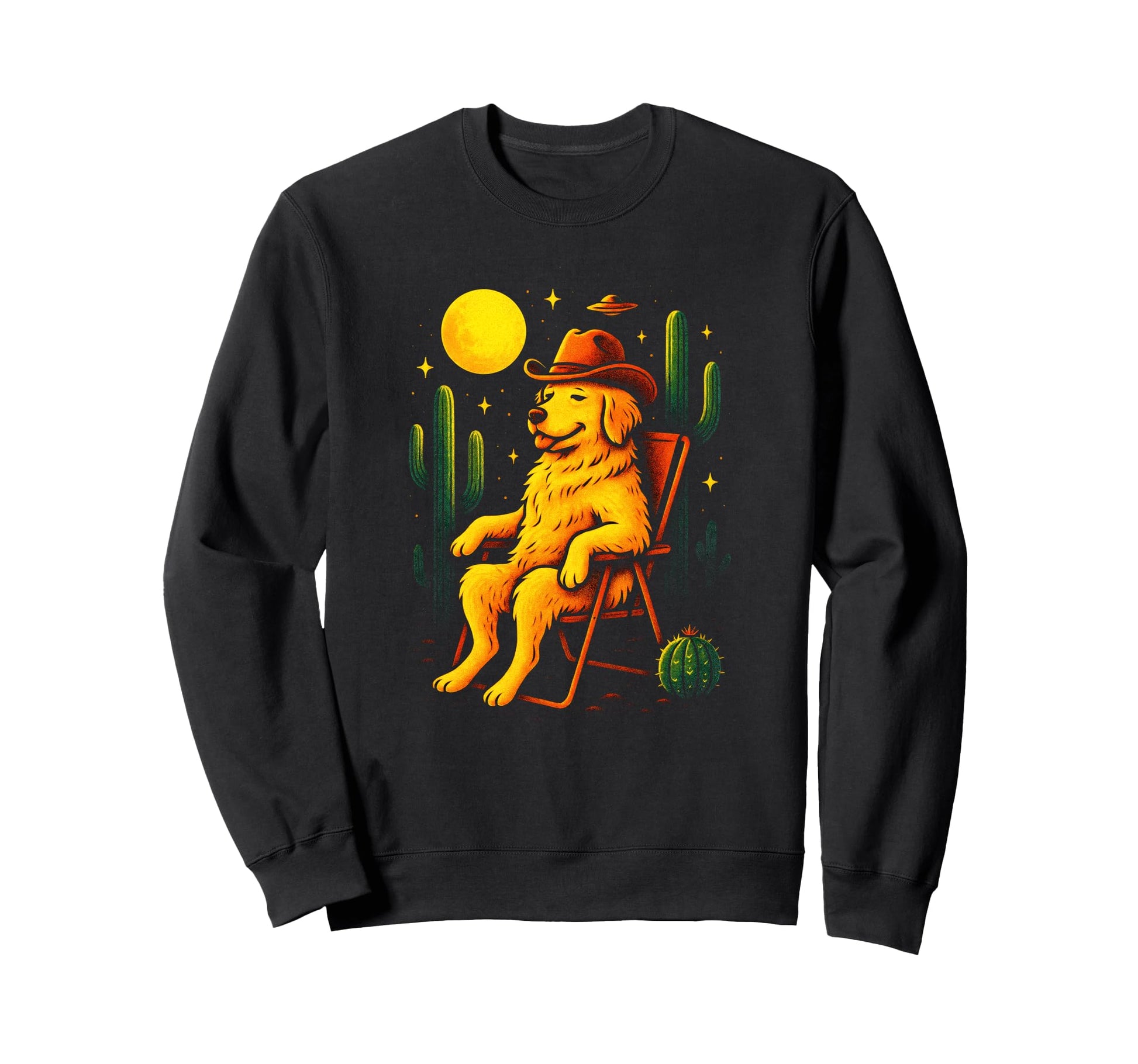 Golden Retriever Cowboy Sweatshirt - Minimalist Print for Adults - T-Shirt, Sweatshirt, Hoodie