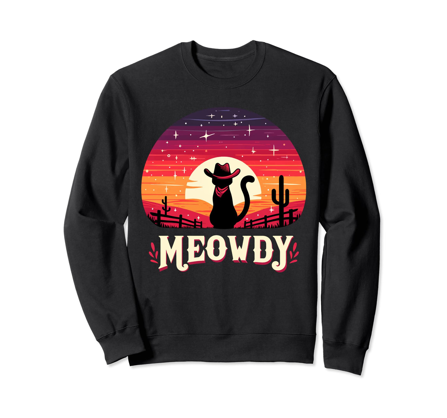 Cat Cowboy Meowdy Cat Mushup Western Sweatshirt - Graphic Print Unisex - T-Shirt, Sweatshirt, Hoodie