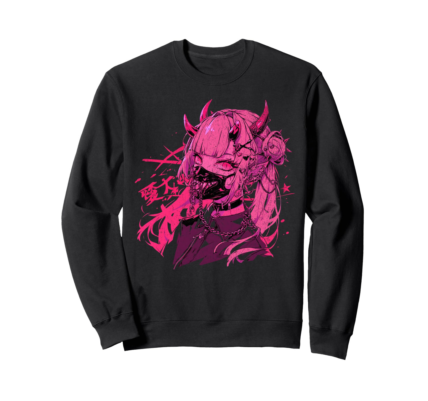 Goth Grunge Demon Anime Waifu Sweatshirt - Minimalist Print for Adults - T-Shirt, Sweatshirt, Hoodie