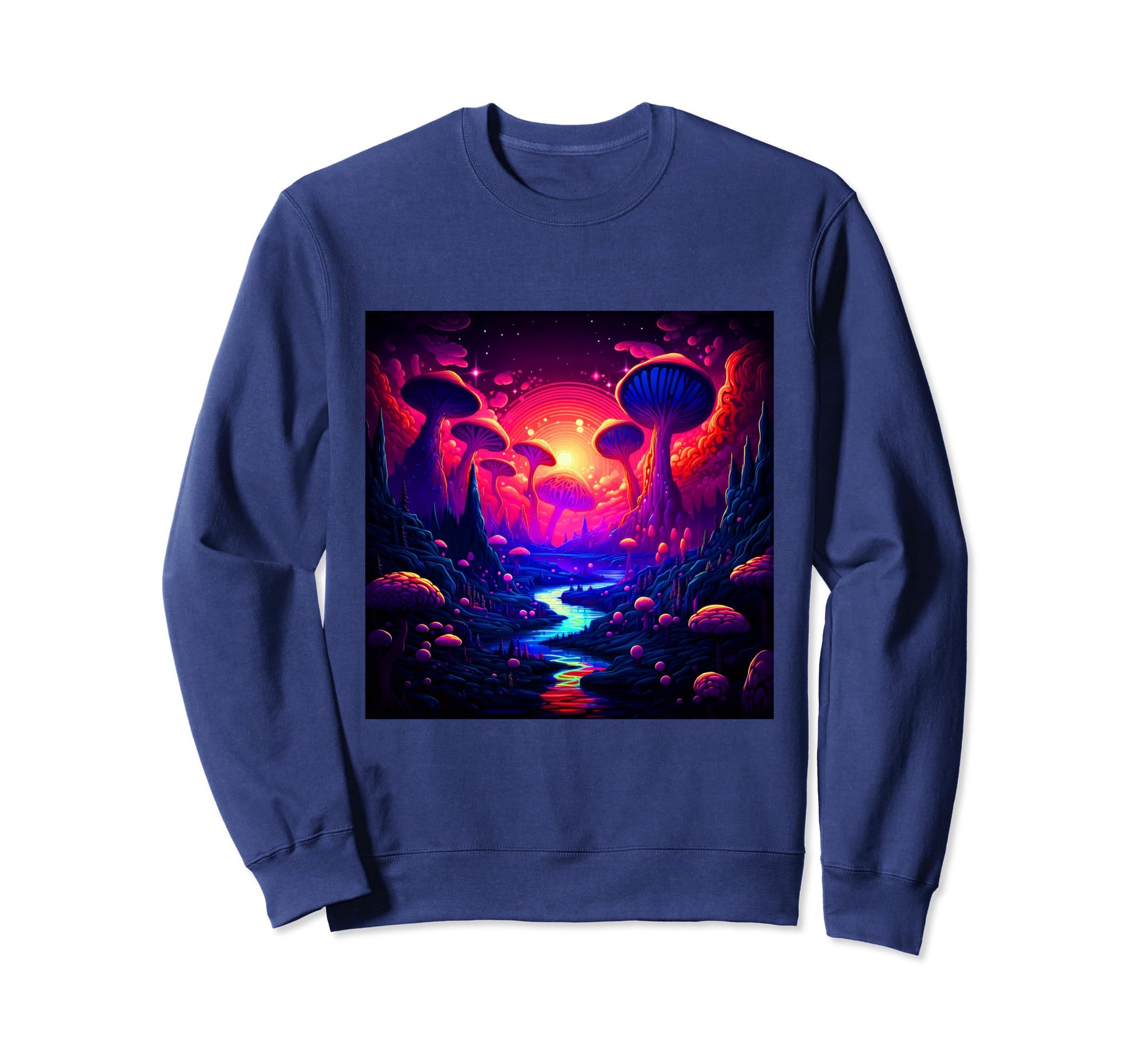 80S Synthwave Aesthetic Mushroom Sweatshirt - Custom Art Print Men Women - T-Shirt, Sweatshirt, Hoodie